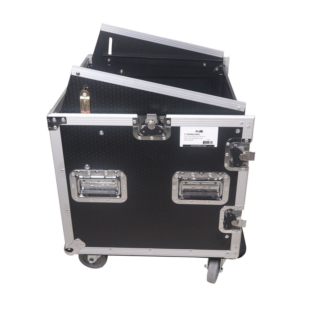 12U Vertical Rack Mount Flight Case with 10U Top for Mixer Combo Amp Rack with Caster Wheels