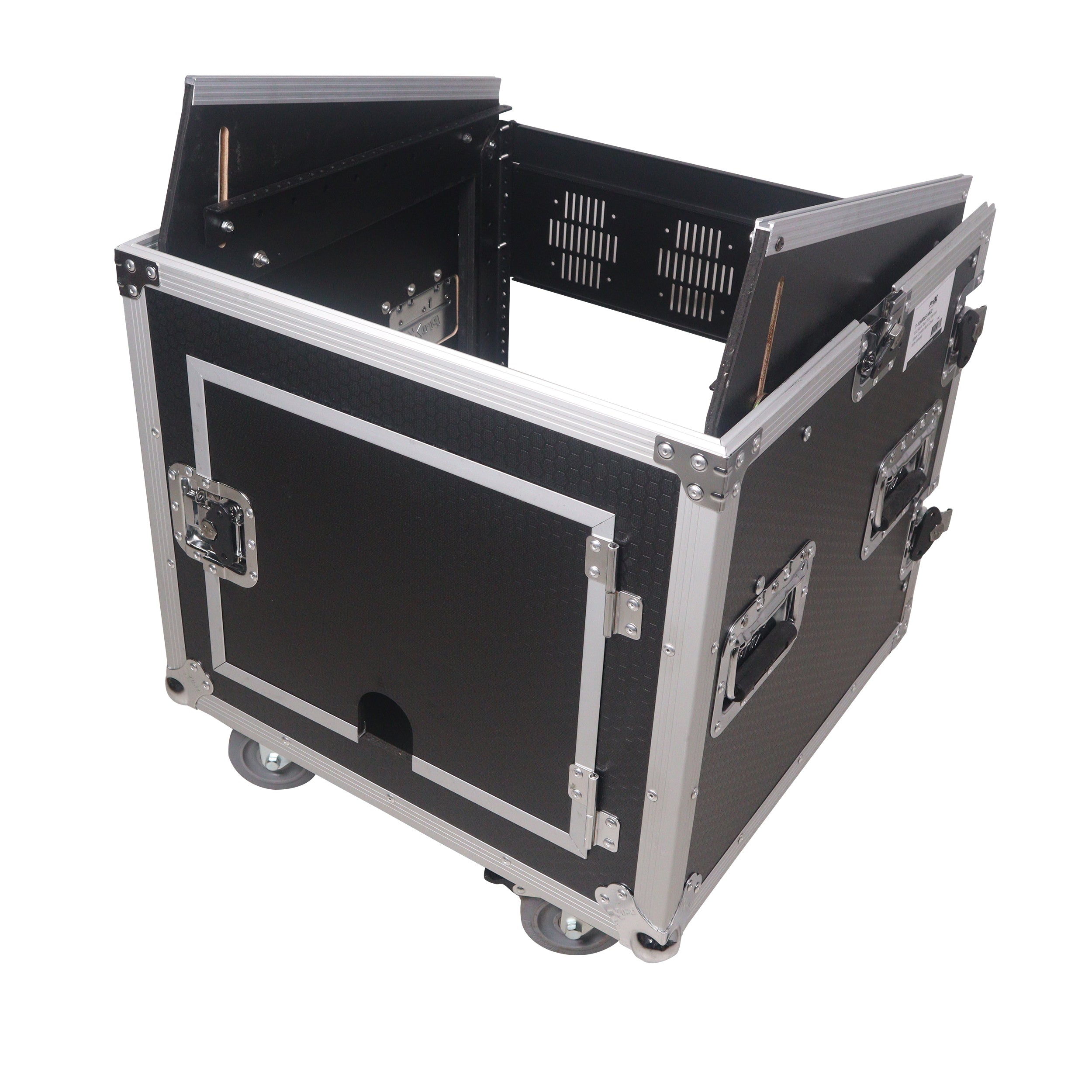12U Vertical Rack Mount Flight Case with 10U Top for Mixer Combo Amp Rack with Caster Wheels