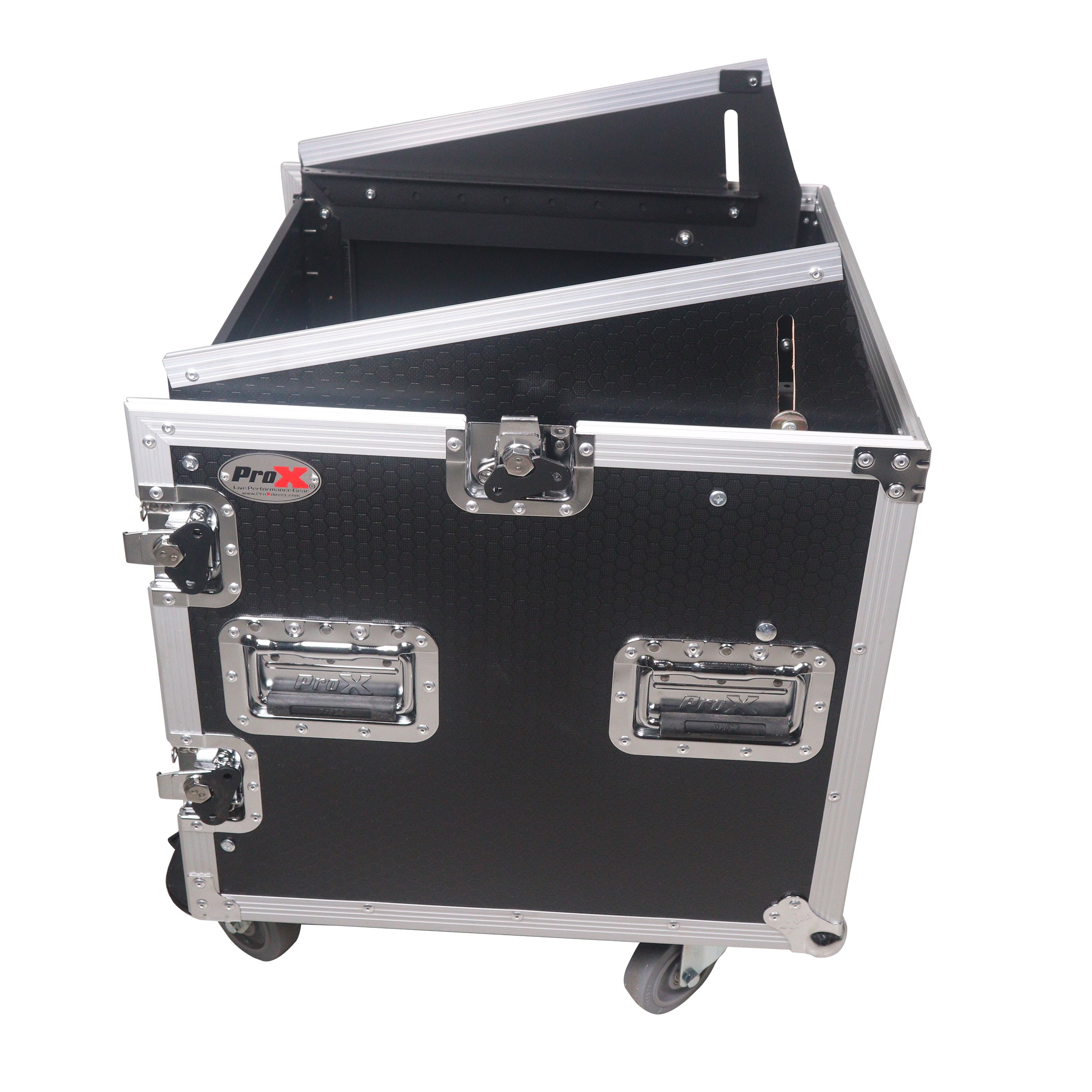 12U Vertical Rack Mount Flight Case with 10U Top for Mixer Combo Amp Rack with Caster Wheels