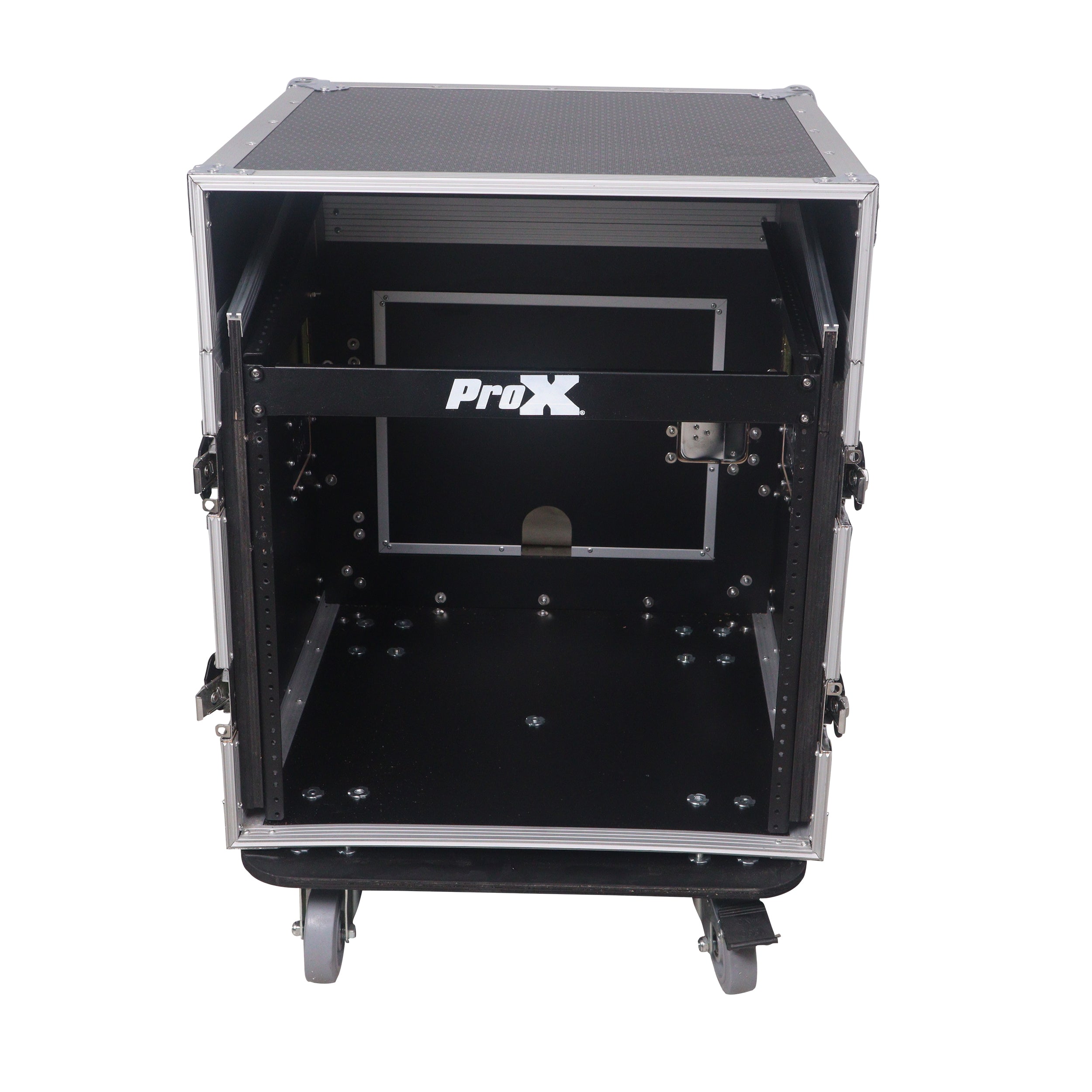 12U Vertical Rack Mount Flight Case with 10U Top for Mixer Combo Amp Rack with Caster Wheels