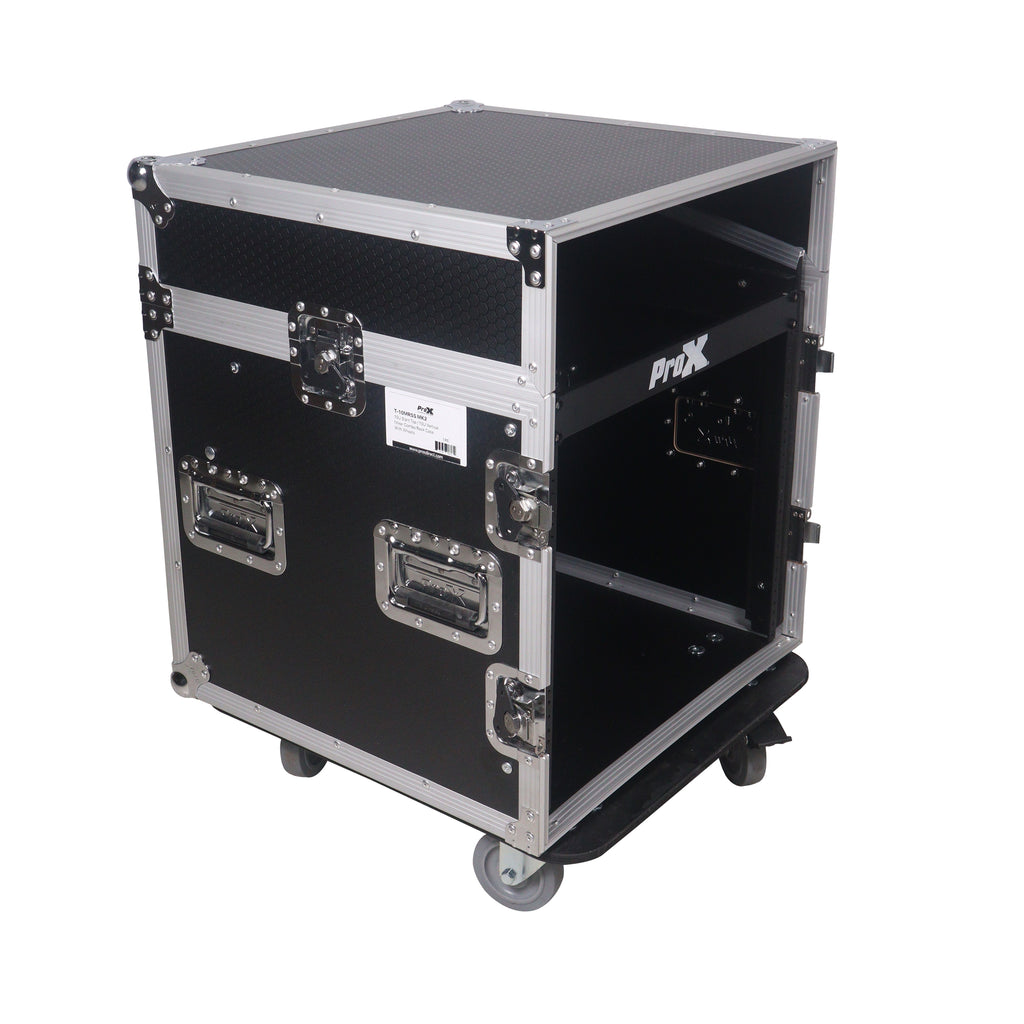 12U Vertical Rack Mount Flight Case with 10U Top for Mixer Combo Amp Rack with Caster Wheels
