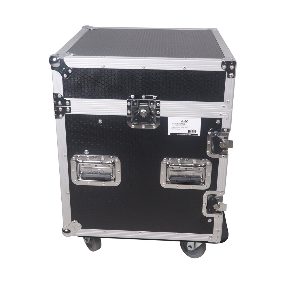 12U Vertical Rack Mount Flight Case with 10U Top for Mixer Combo Amp Rack with Laptop Shelf and Caster Wheels