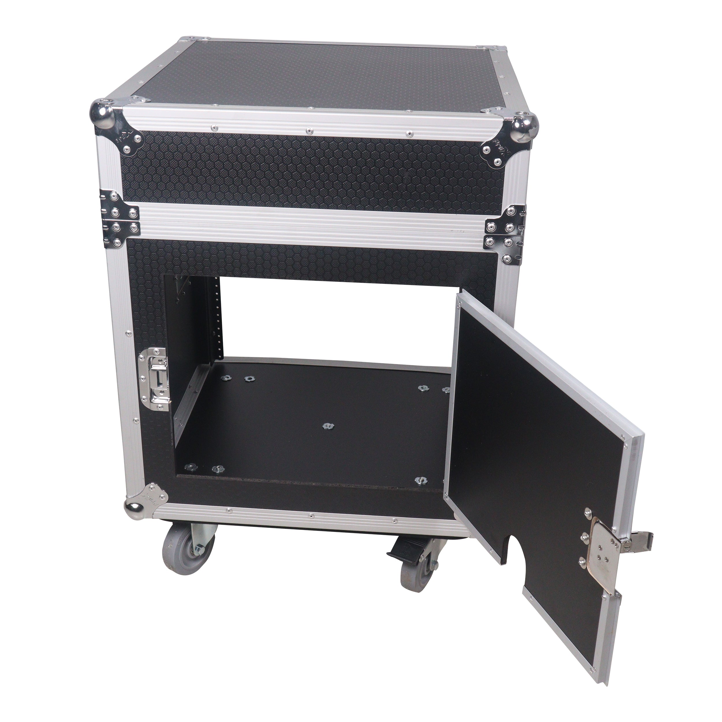 12U Vertical Rack Mount Flight Case with 10U Top for Mixer Combo Amp Rack with Caster Wheels