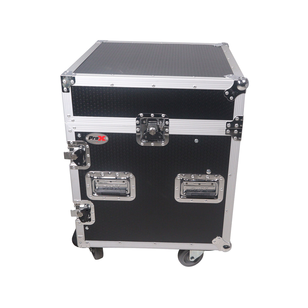 12U Vertical Rack Mount Flight Case with 10U Top for Mixer Combo Amp Rack with Caster Wheels