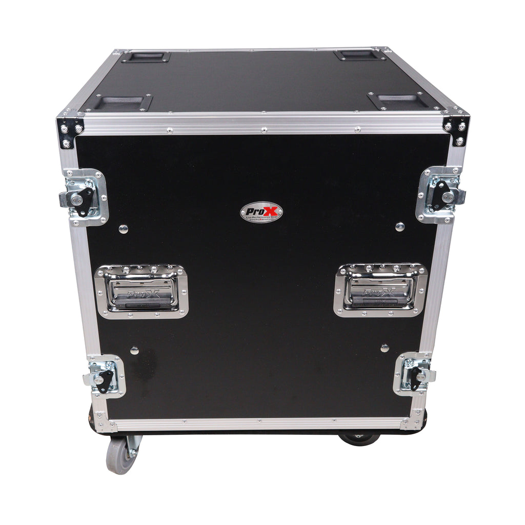 12U Space Shockproof Amp Rack ATA Flight Case 24 in. Depth with Caster Wheels