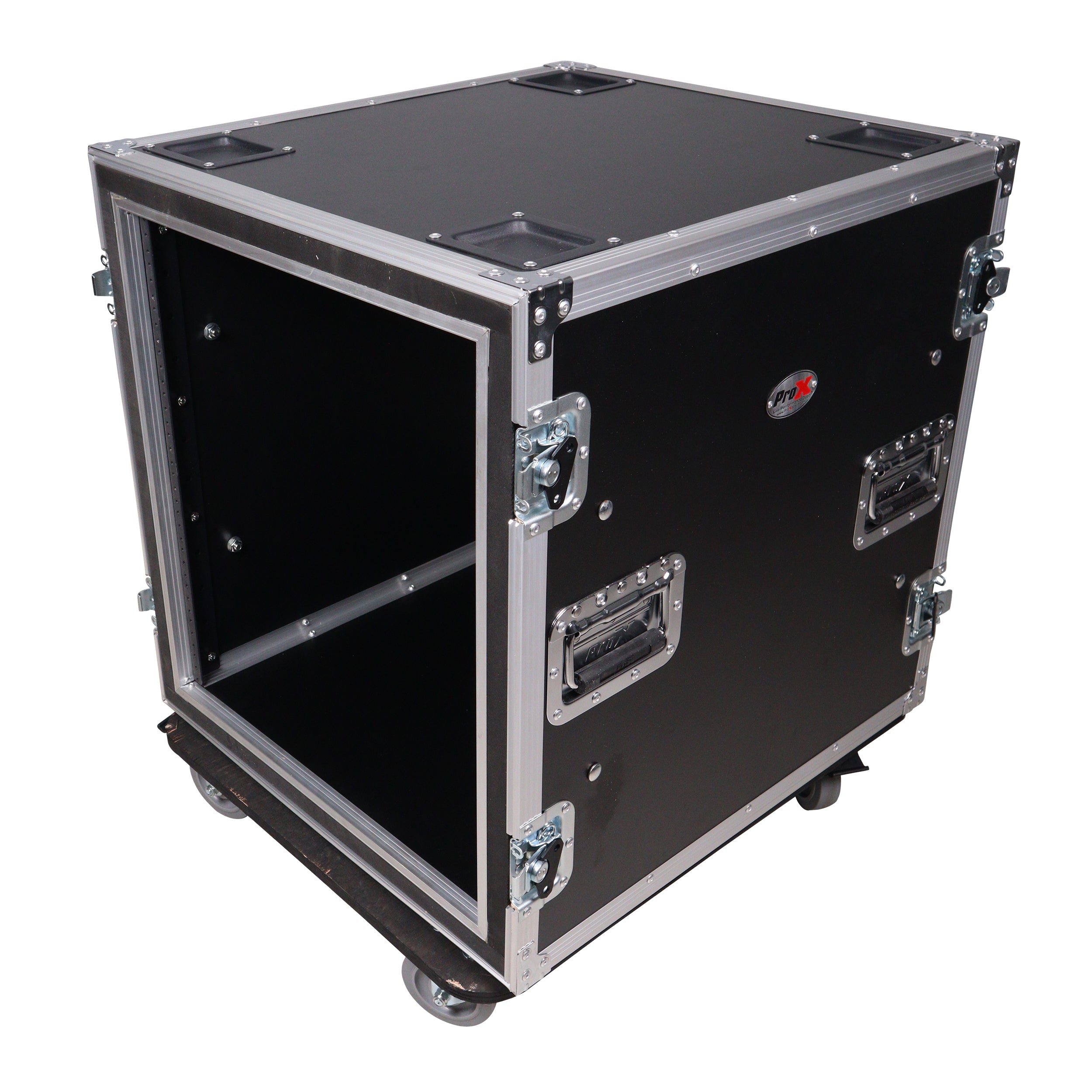 12U Space Shockproof Amp Rack ATA Flight Case 24 in. Depth with Caster Wheels