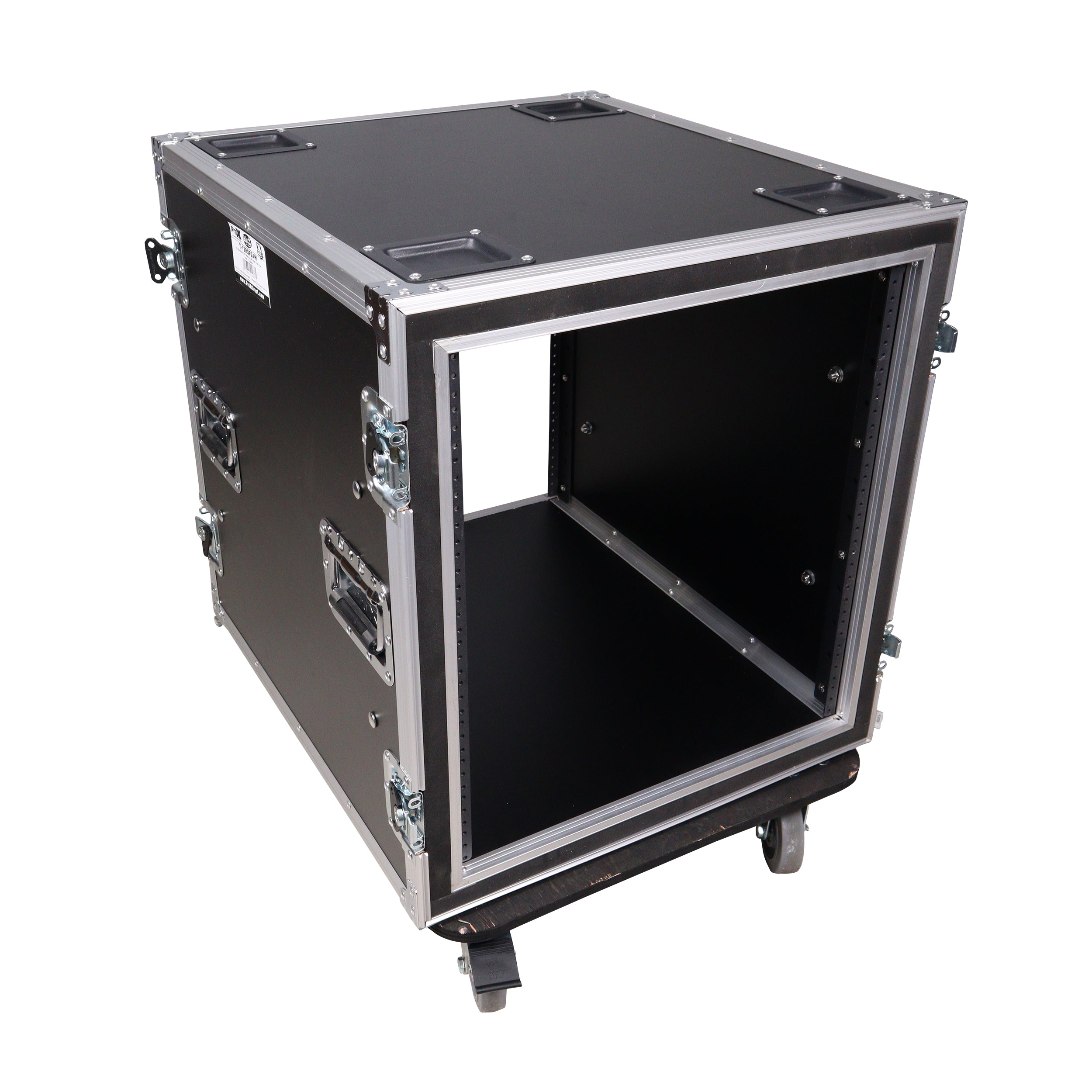 12U Space Shockproof Amp Rack ATA Flight Case 24 in. Depth with Caster Wheels