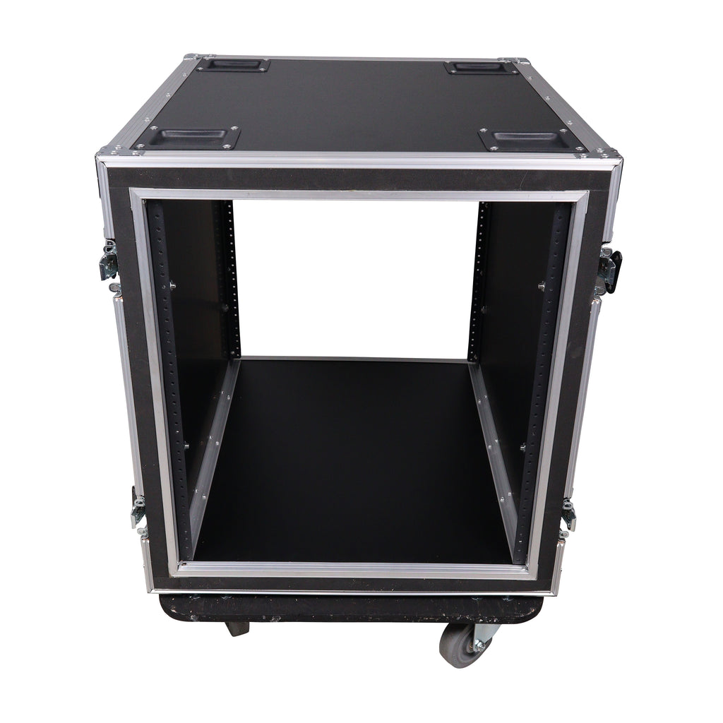12U Space Shockproof Amp Rack ATA Flight Case 24 in. Depth with Caster Wheels