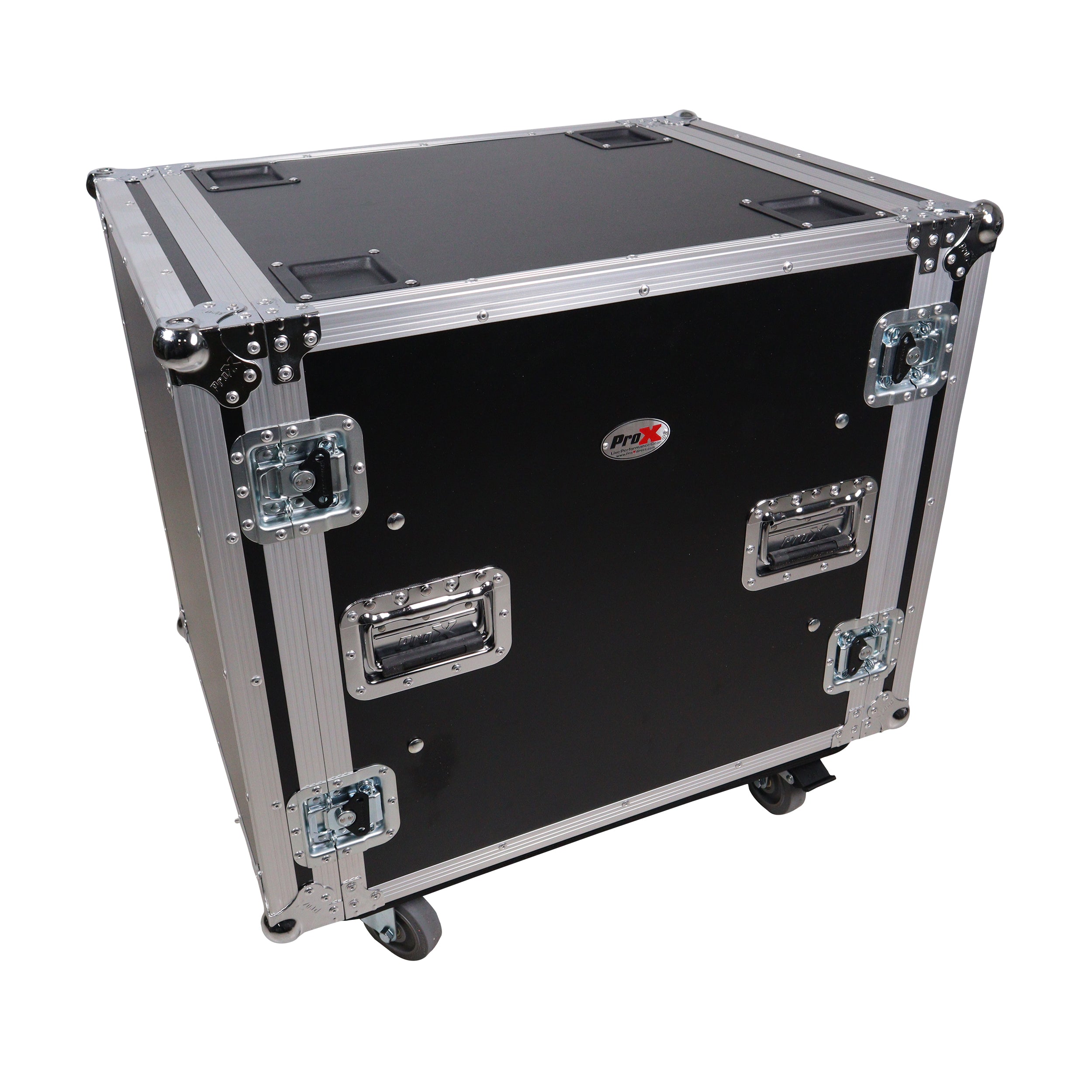 12U Space Shockproof Amp Rack ATA Flight Case 24 in. Depth with Caster Wheels