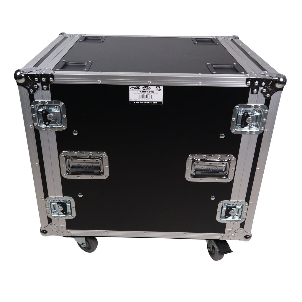 12U Space Shockproof Amp Rack ATA Flight Case 24 in. Depth with Caster Wheels
