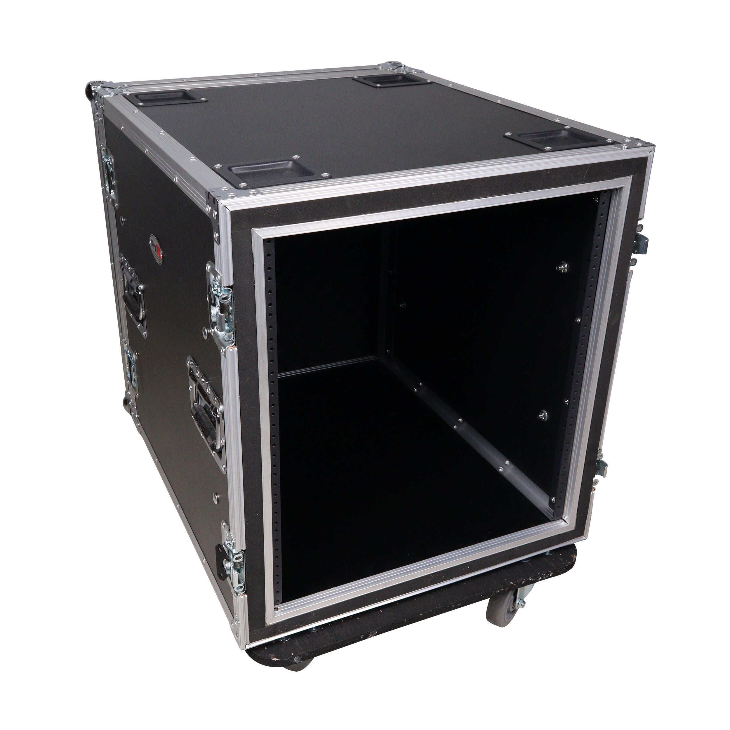 12U Space Shockproof Amp Rack ATA Flight Case 24 in. Depth with Caster Wheels