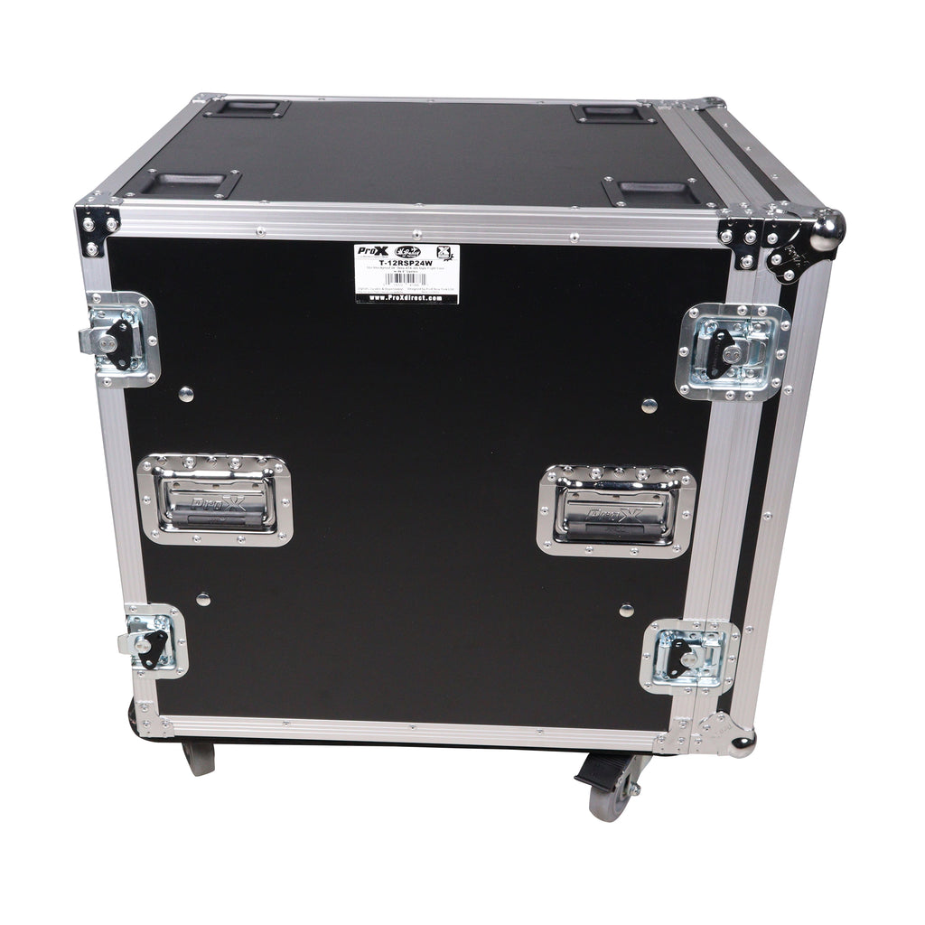 12U Space Shockproof Amp Rack ATA Flight Case 24 in. Depth with Caster Wheels
