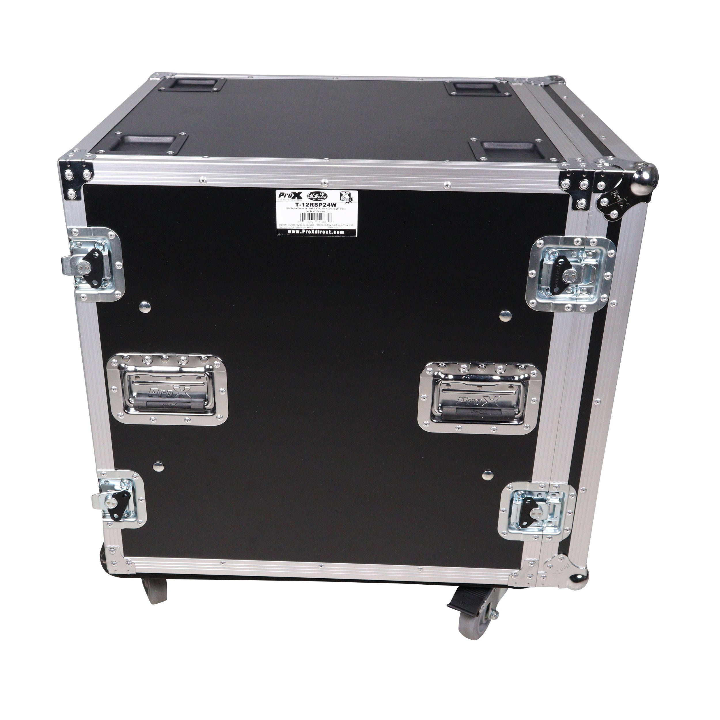 12U Space Shockproof Amp Rack ATA Flight Case 24 in. Depth with Caster Wheels