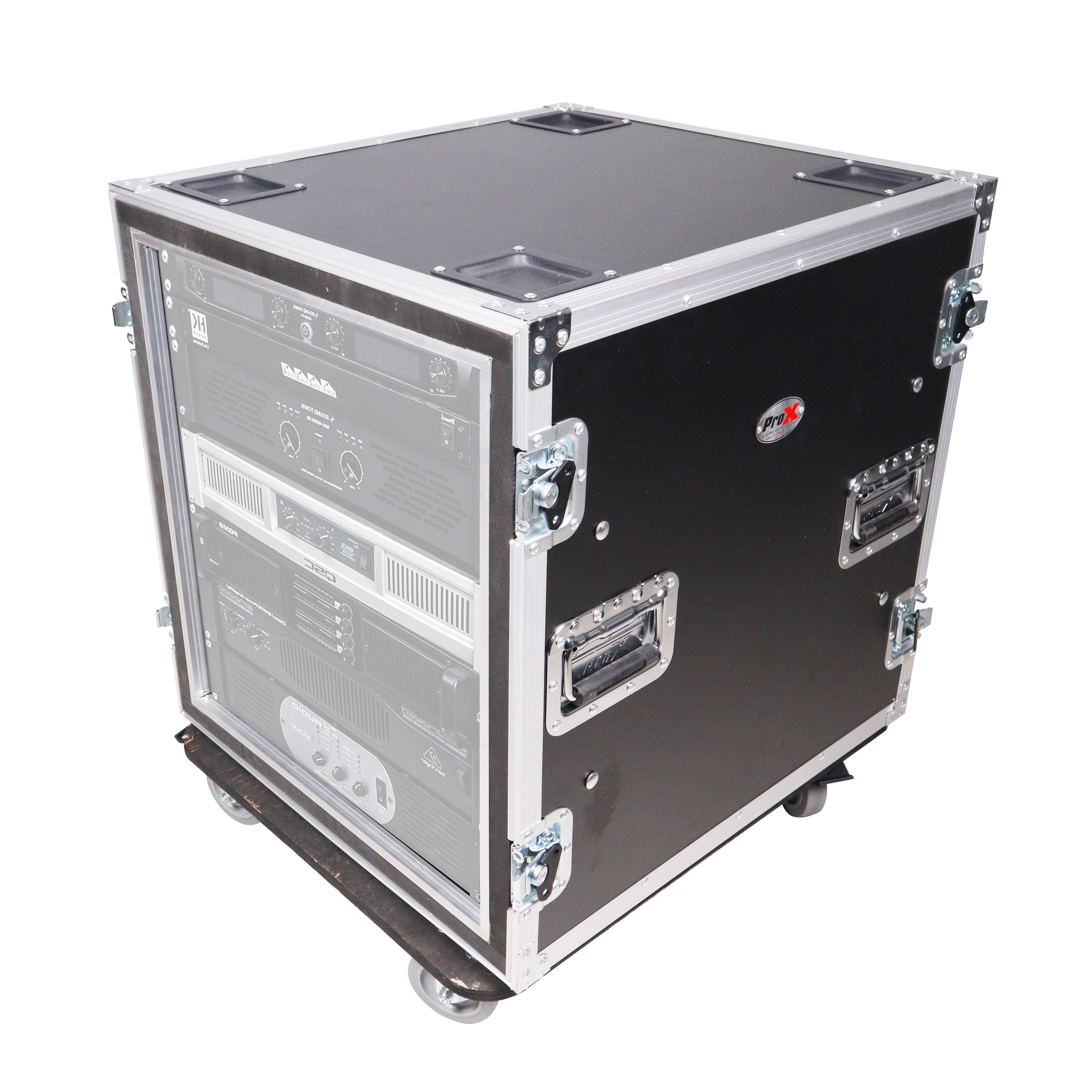 10U Space Shockproof Amp Rack ATA Flight Case 24 In Depth W-Casters