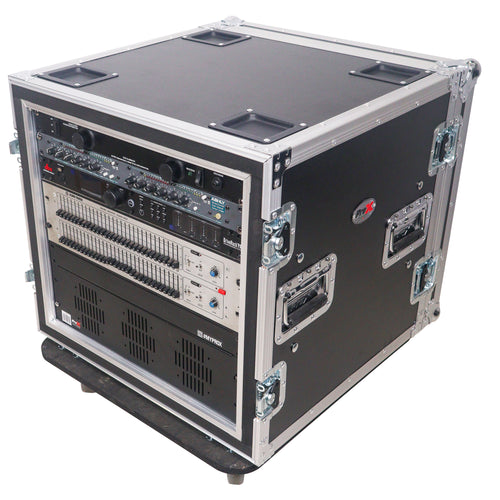 12U Space Shockproof Amp Rack ATA Flight Case 20" Depth