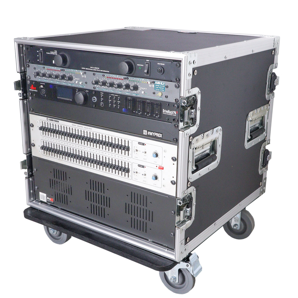 12U Vertical Amp Rack Mount Flight Case with Caster Wheels