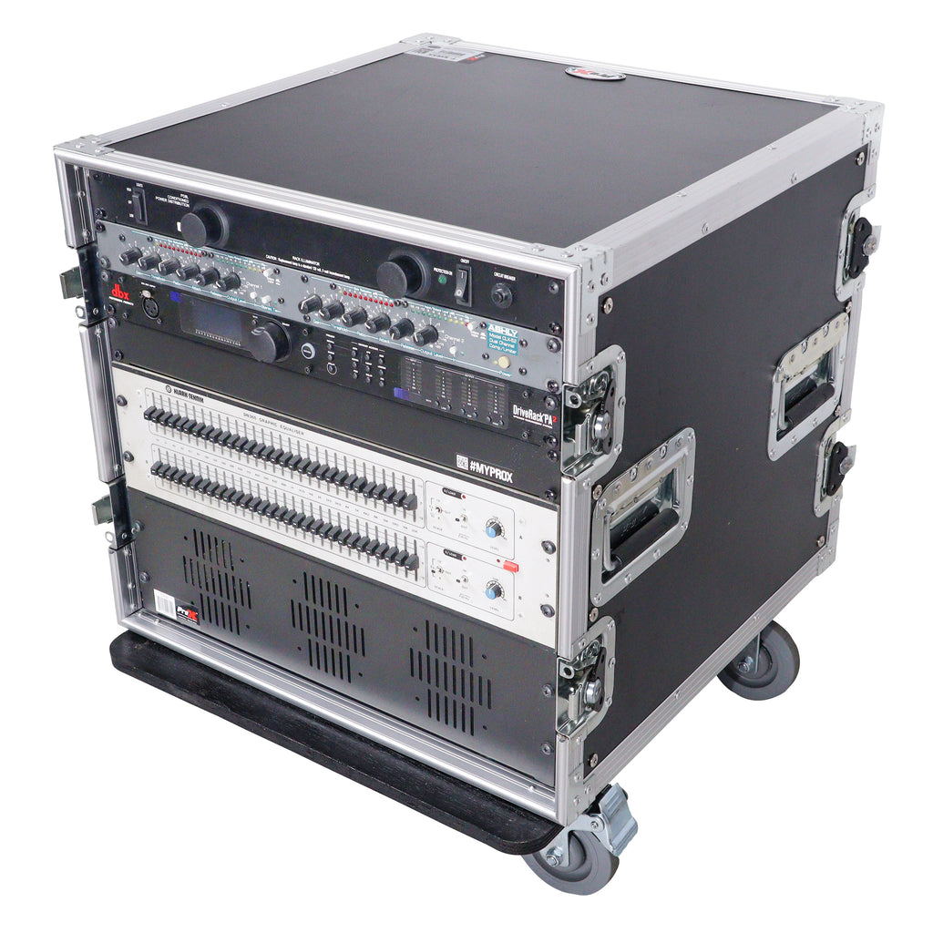 12U Vertical Amp Rack Mount Flight Case with Caster Wheels