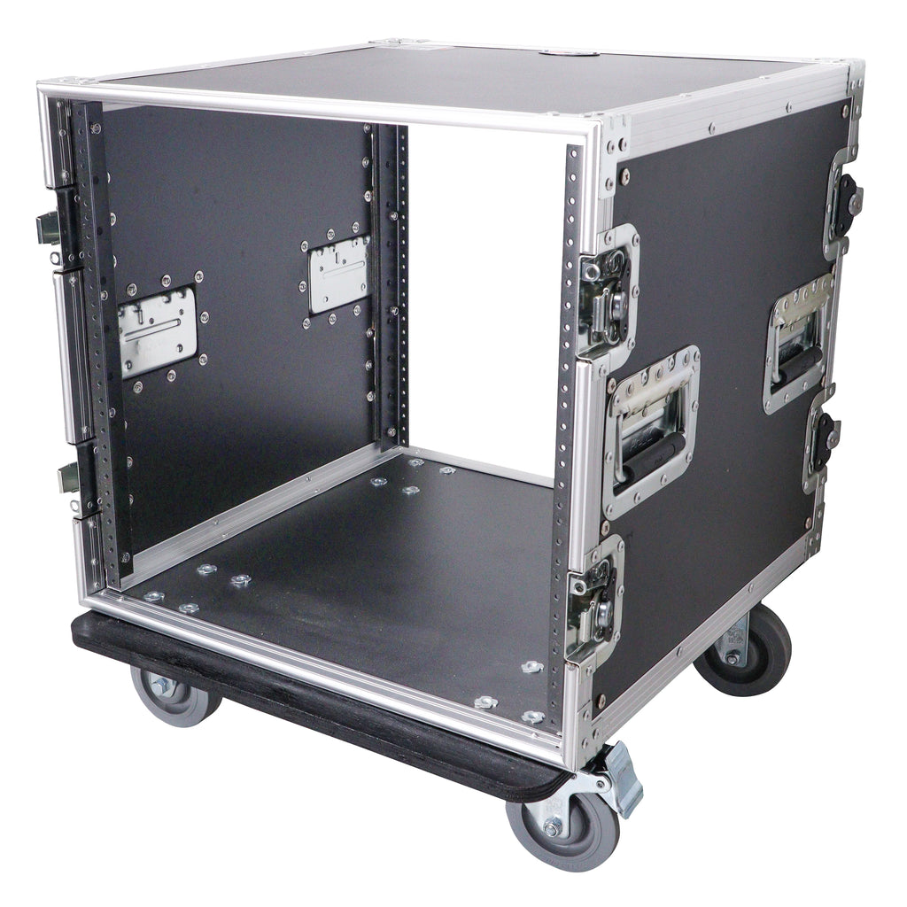 12U Vertical Amp Rack Mount Flight Case with Caster Wheels