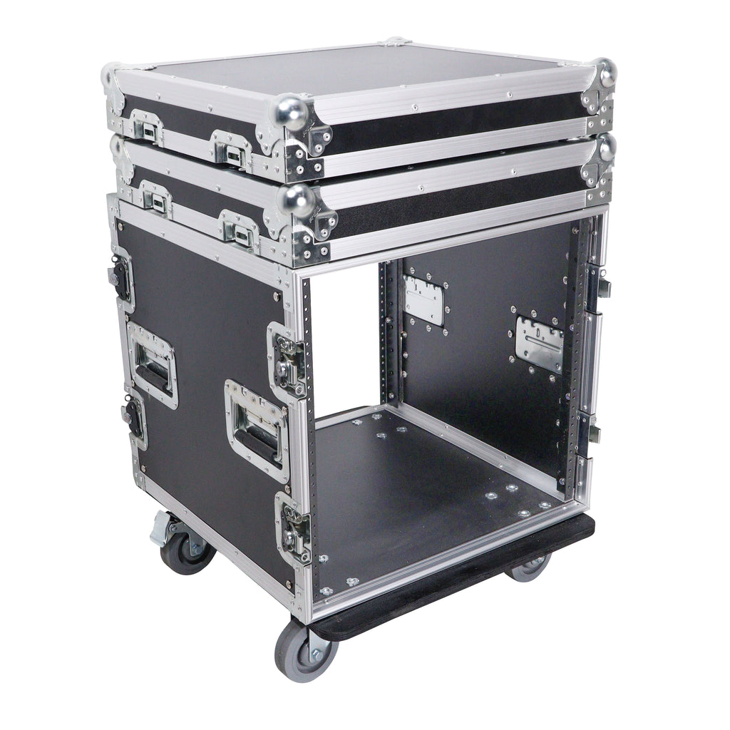 12U Vertical Amp Rack Mount Flight Case with Caster Wheels