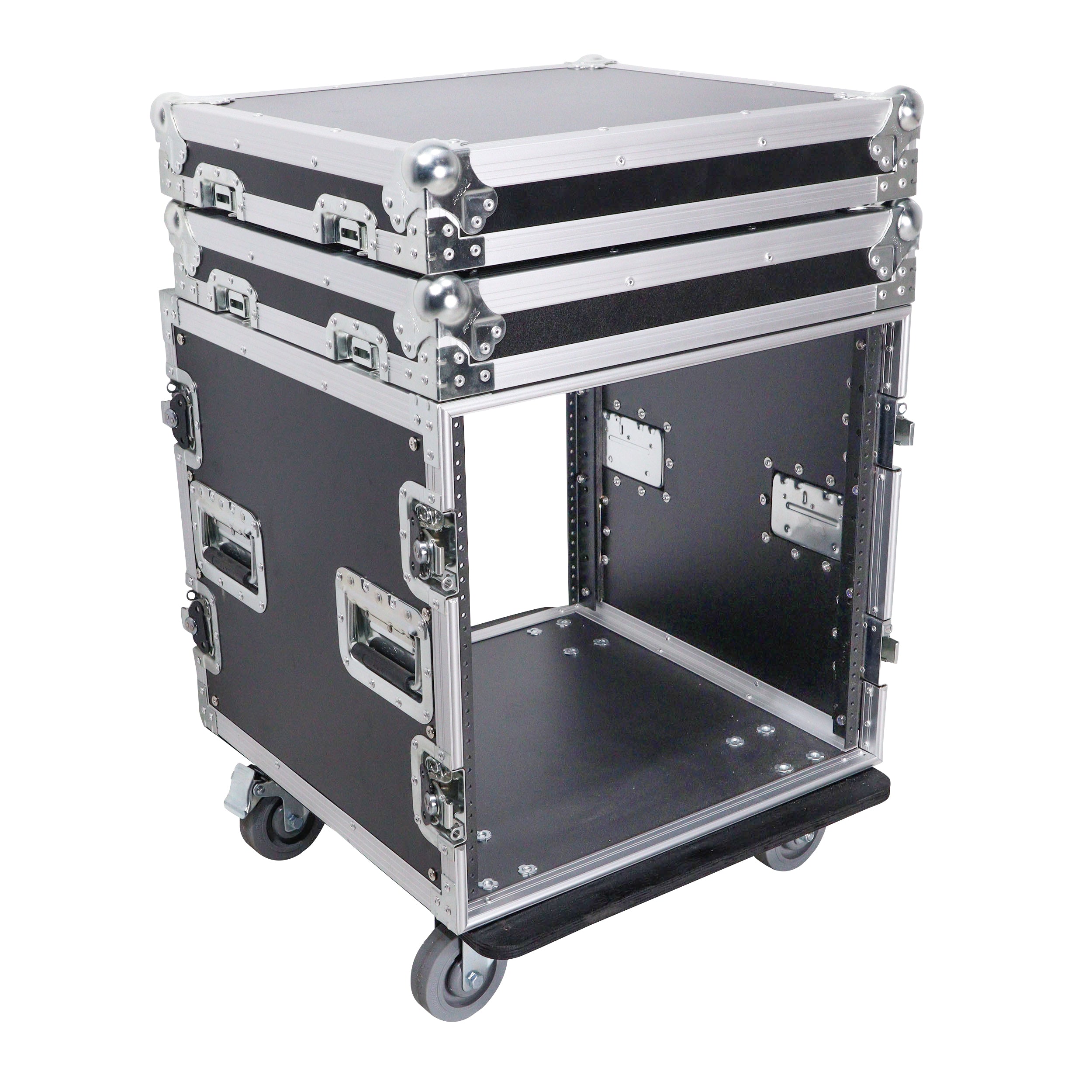 12U Vertical Amp Rack Mount Flight Case with Caster Wheels