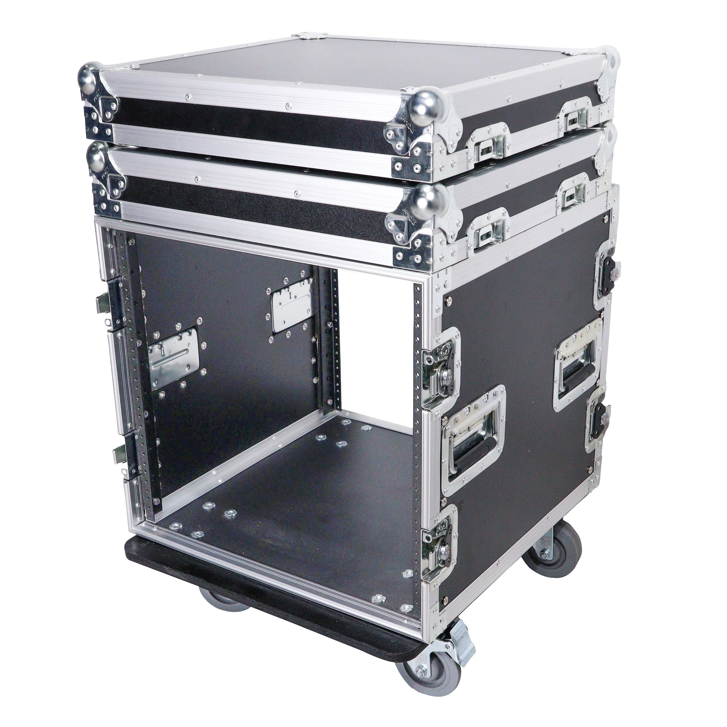 12U Vertical Amp Rack Mount Flight Case with Caster Wheels