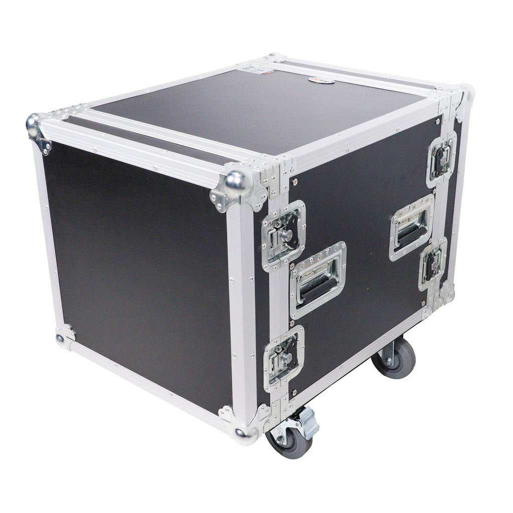 12U Vertical Amp Rack Mount Flight Case with Caster Wheels