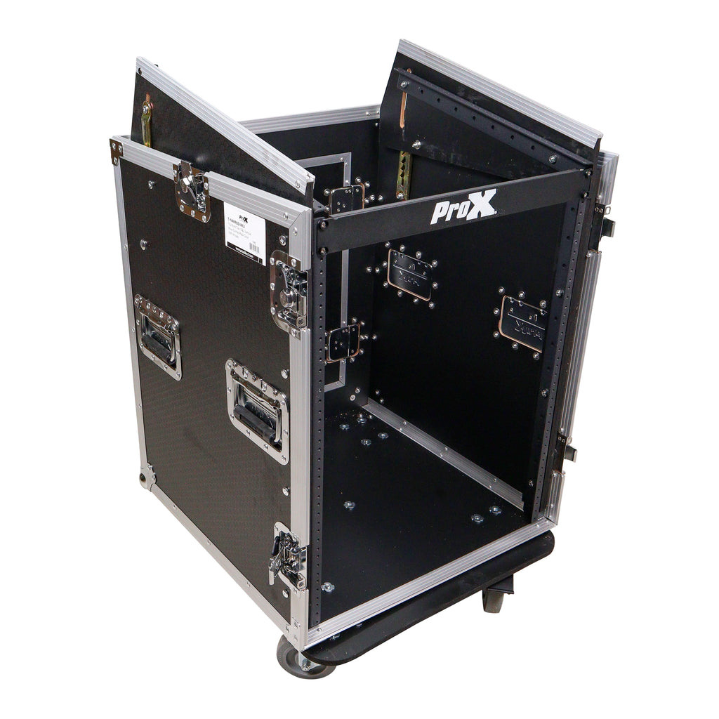 14U Vertical Rack Mount Flight Case with 10U Top for Mixer Combo Amp Rack with Caster Wheels