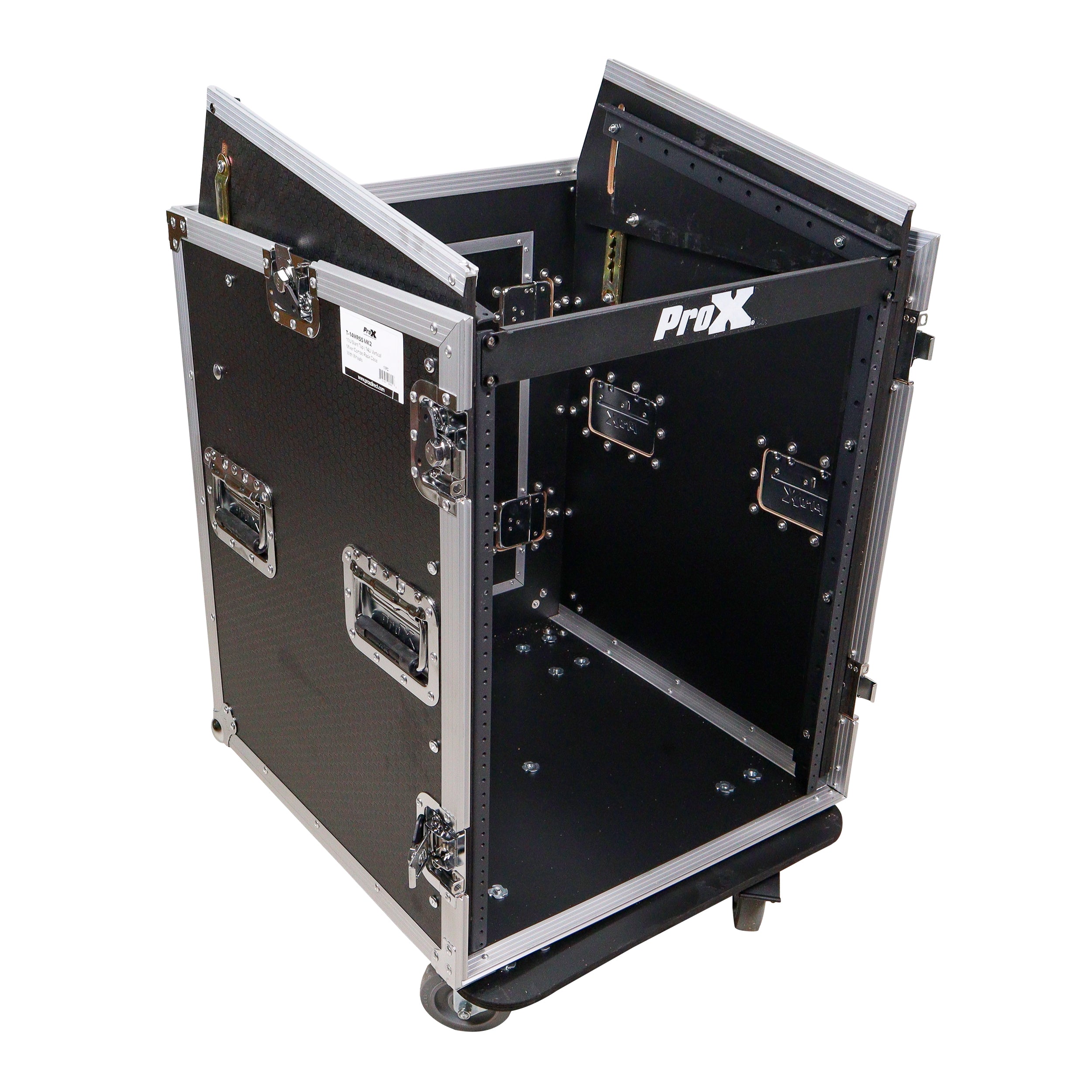 14U Vertical Rack Mount Flight Case with 10U Top for Mixer Combo Amp Rack with Caster Wheels