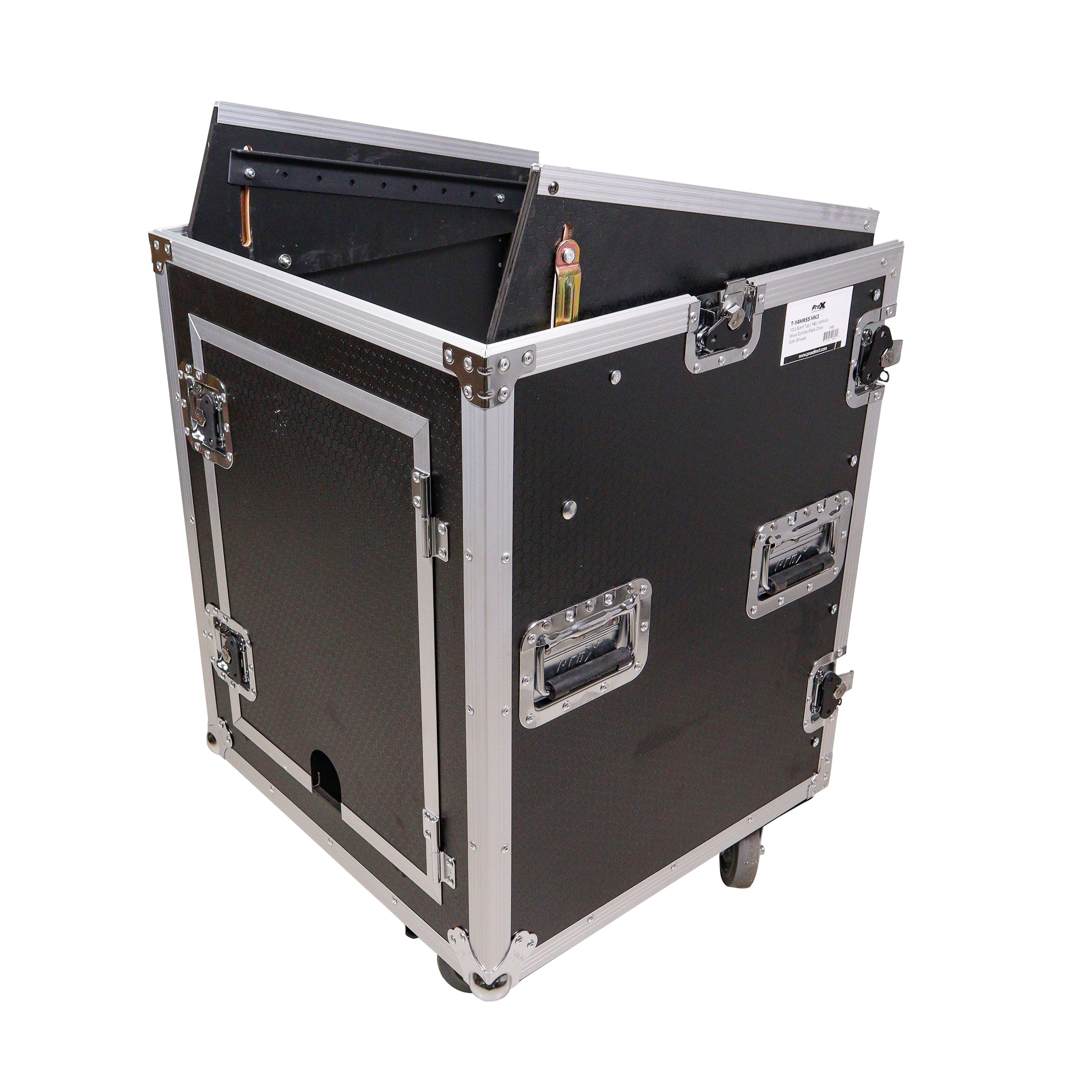 14U Vertical Rack Mount Flight Case with 10U Top for Mixer Combo Amp Rack with Caster Wheels