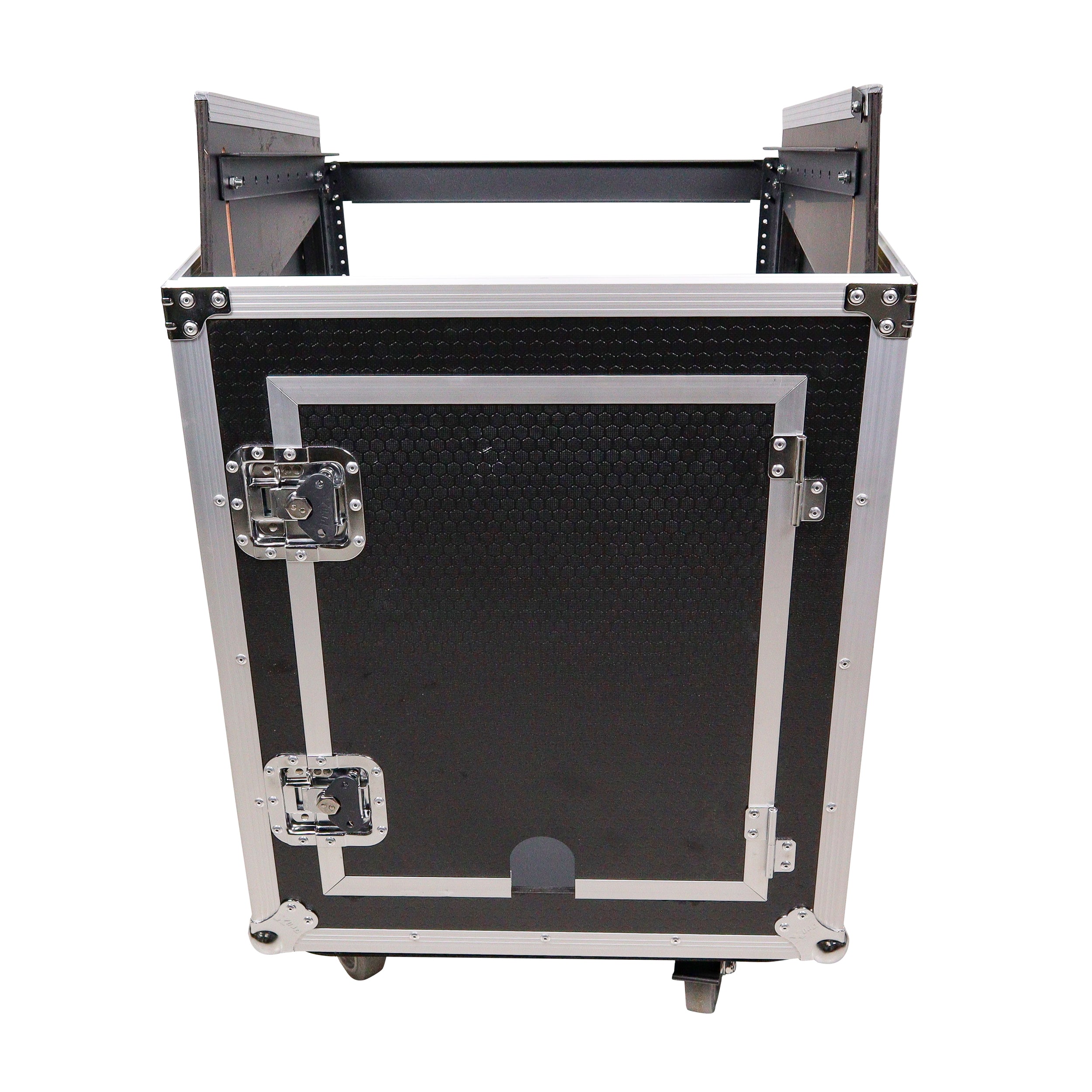 14U Vertical Rack Mount Flight Case with 10U Top for Mixer Combo Amp Rack with Caster Wheels