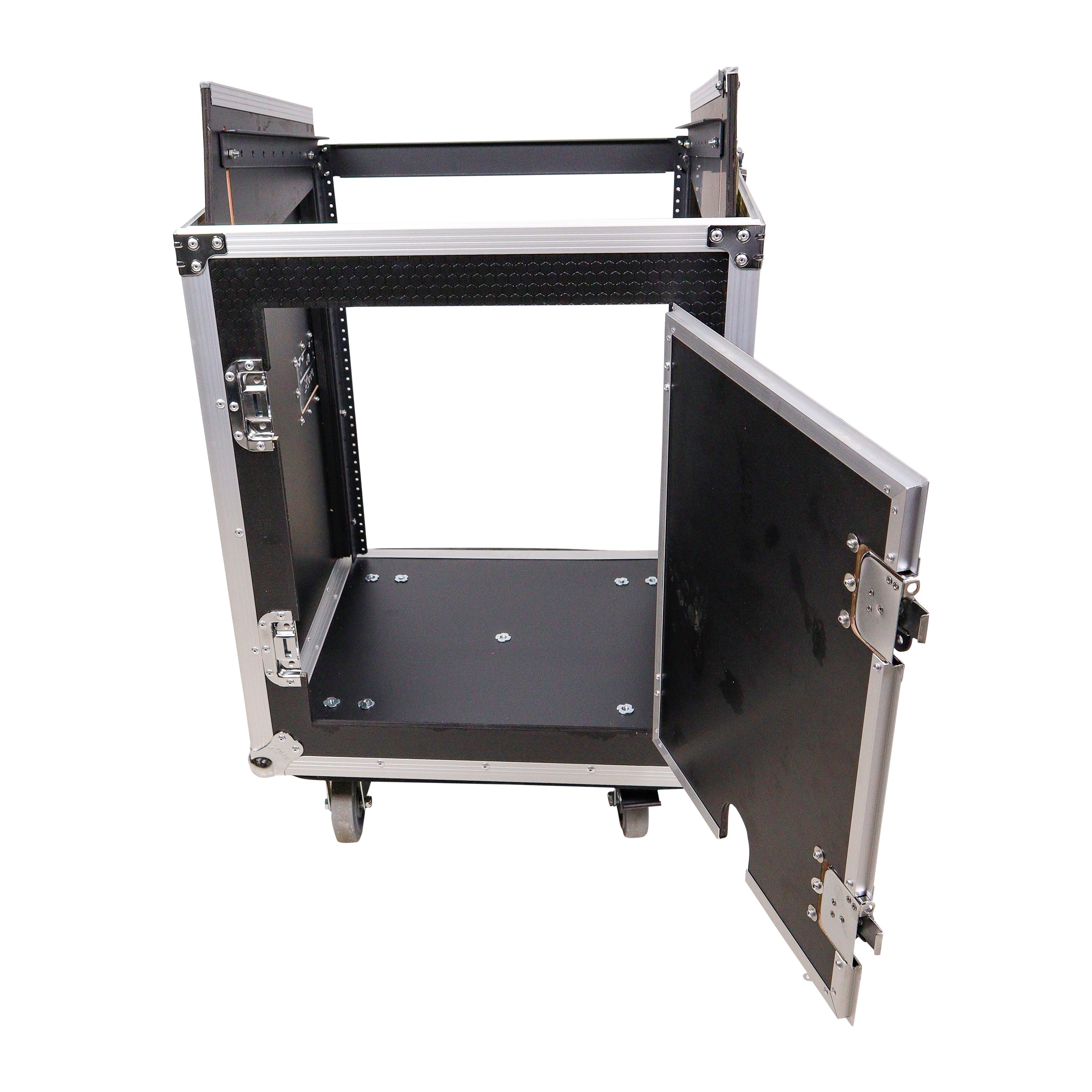 14U Vertical Rack Mount Flight Case with 10U Top for Mixer Combo Amp Rack with Caster Wheels