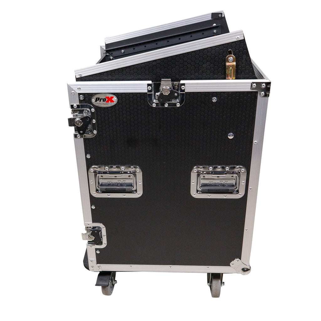 14U Vertical Rack Mount Flight Case with 10U Top for Mixer Combo Amp Rack with Caster Wheels
