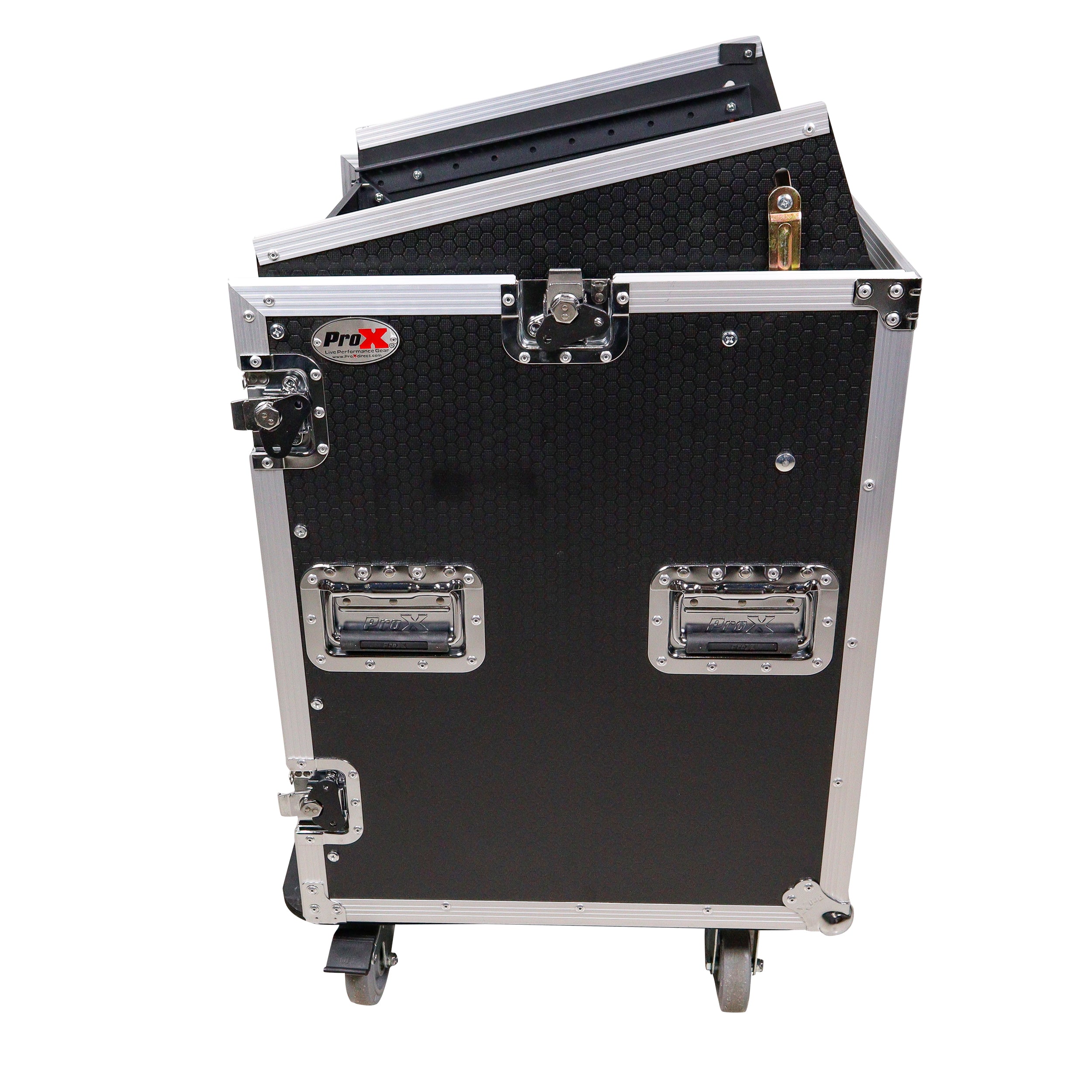 14U Vertical Rack Mount Flight Case with 10U Top for Mixer Combo Amp Rack with Caster Wheels