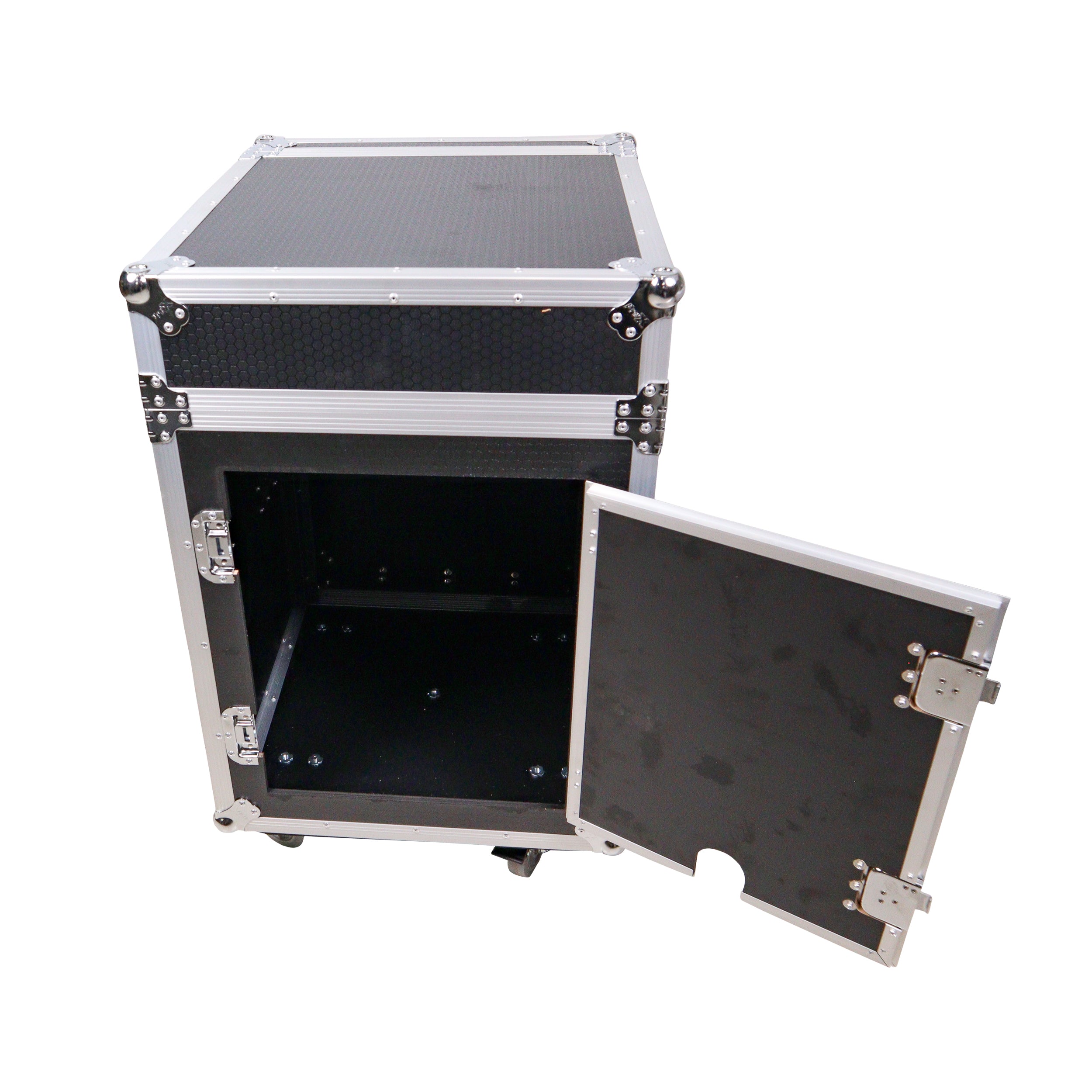 14U Vertical Rack Mount Flight Case with 10U Top for Mixer Combo Amp Rack with Caster Wheels