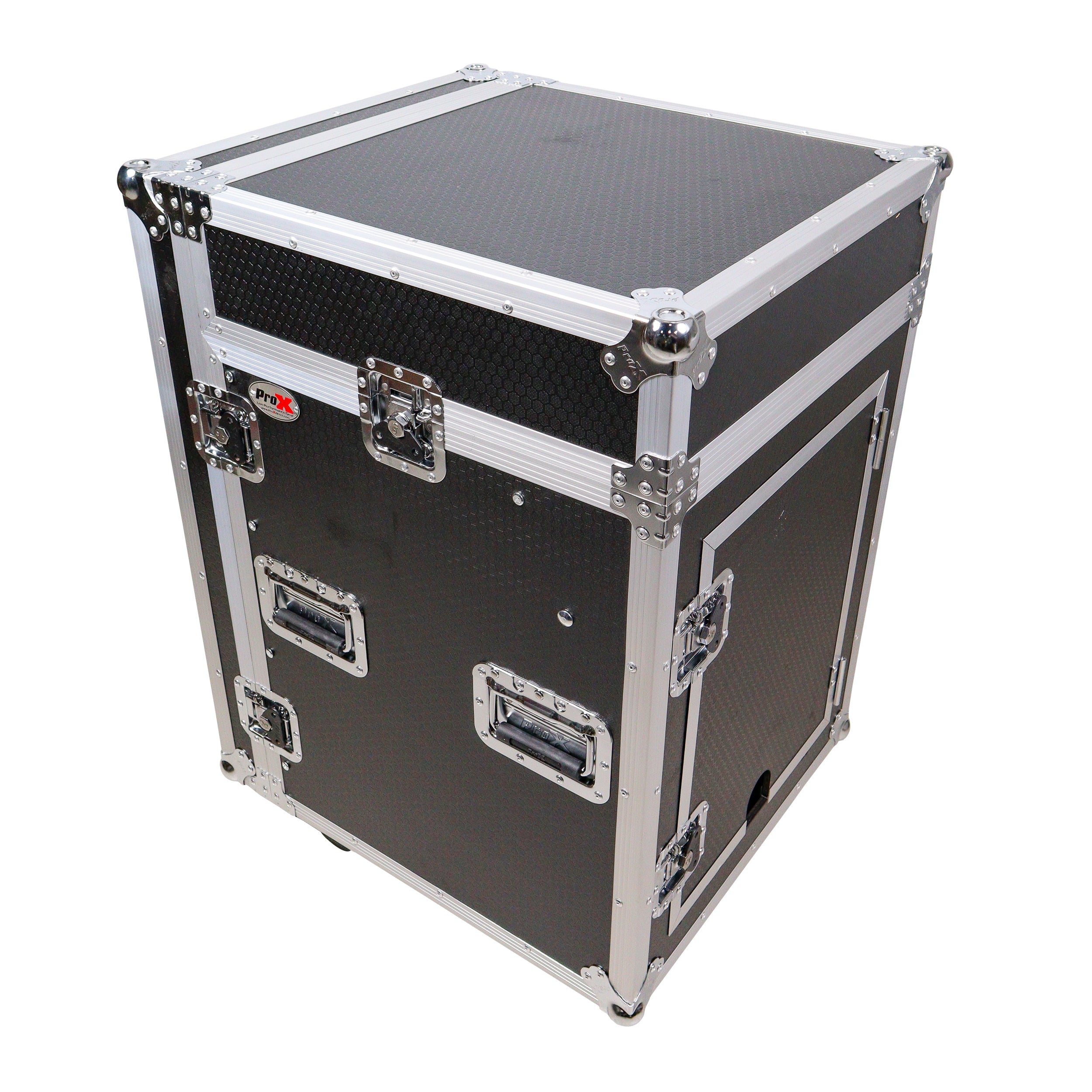 14U Vertical Rack Mount Flight Case with 10U Top for Mixer Combo Amp Rack with Caster Wheels