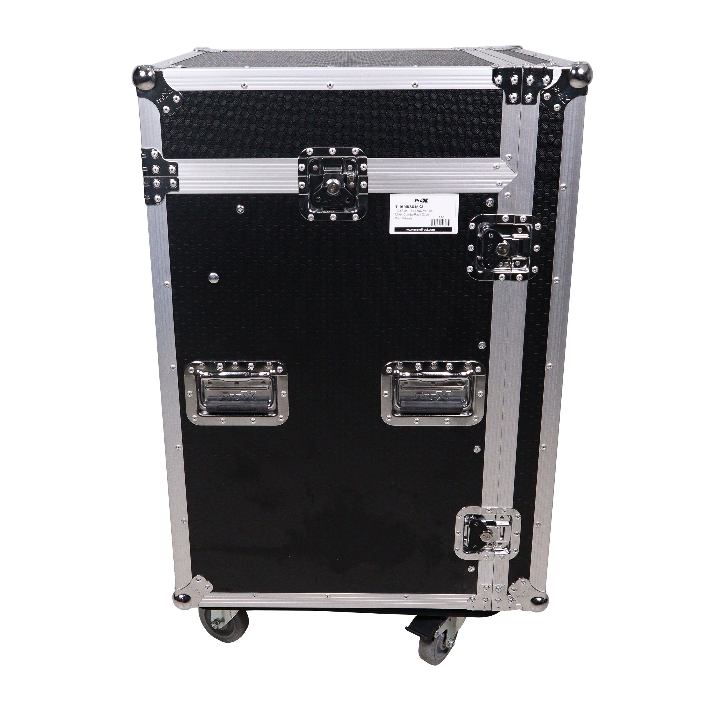 16U Vertical Rack Mount Flight Case with 10U Top for Mixer Combo Amp Rack with Laptop Shelf and Caster Wheels