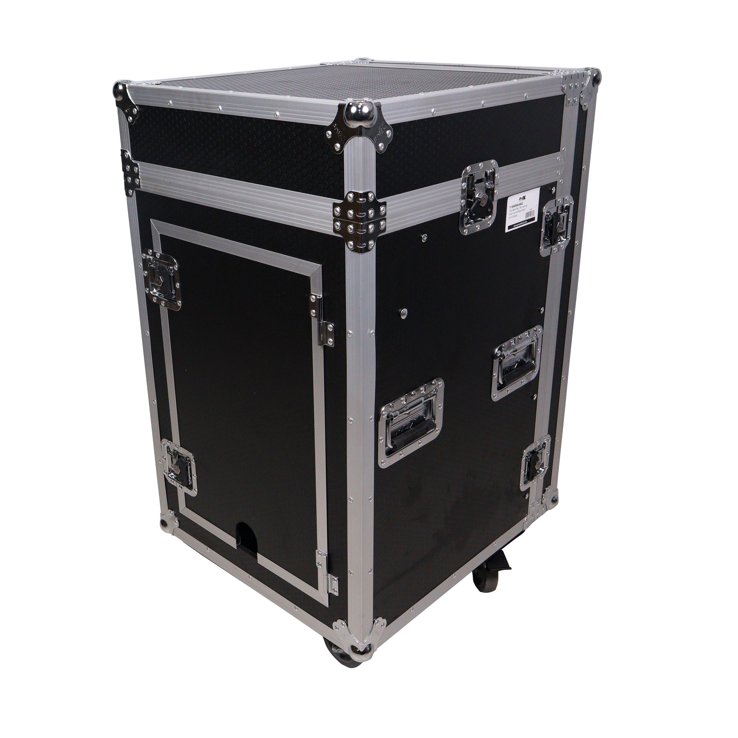 16U Vertical Rack Mount Flight Case with 10U Top for Mixer Combo Amp Rack with Laptop Shelf and Caster Wheels