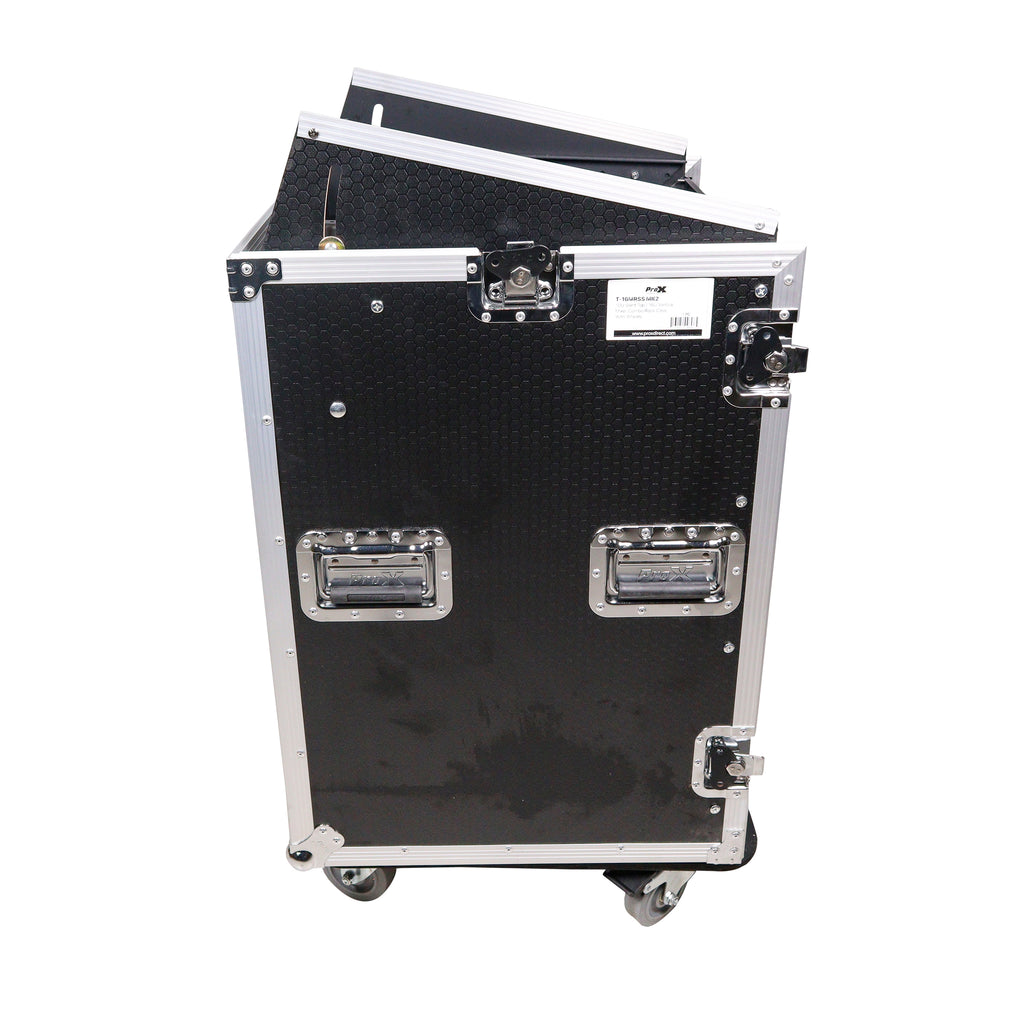 16U Vertical Rack Mount Flight Case with 10U Top for Mixer Combo Amp Rack with Caster Wheels