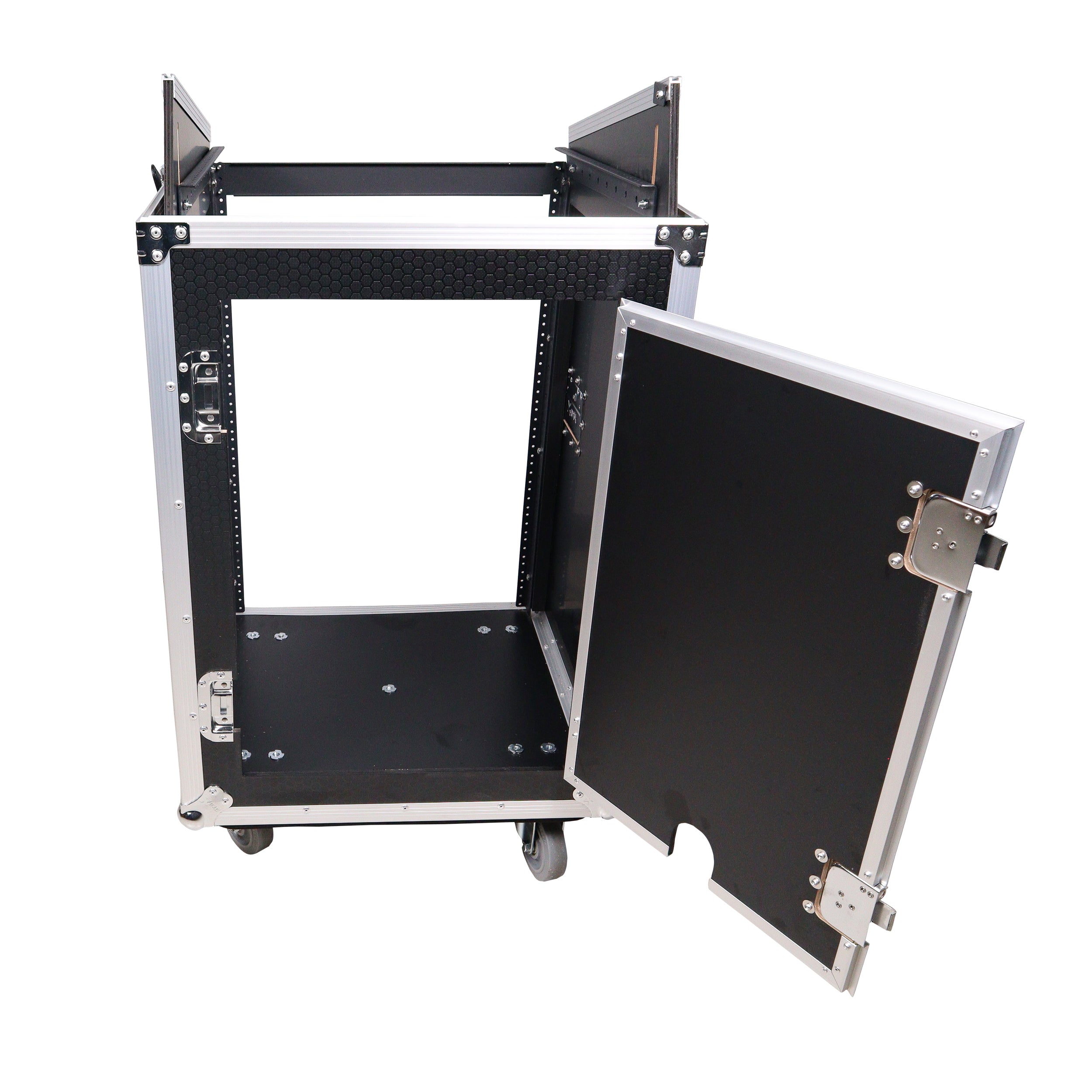 16U Vertical Rack Mount Flight Case with 10U Top for Mixer Combo Amp Rack with Caster Wheels