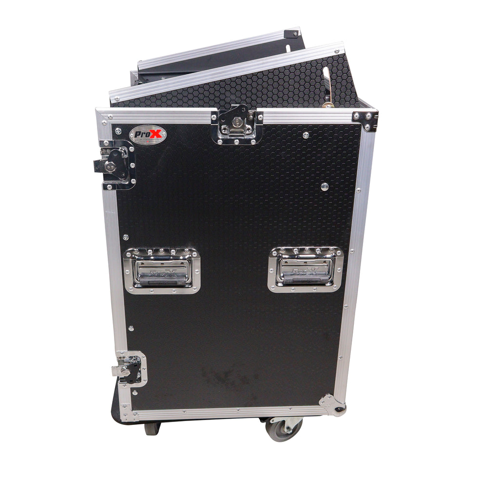 16U Vertical Rack Mount Flight Case with 10U Top for Mixer Combo Amp Rack with Caster Wheels