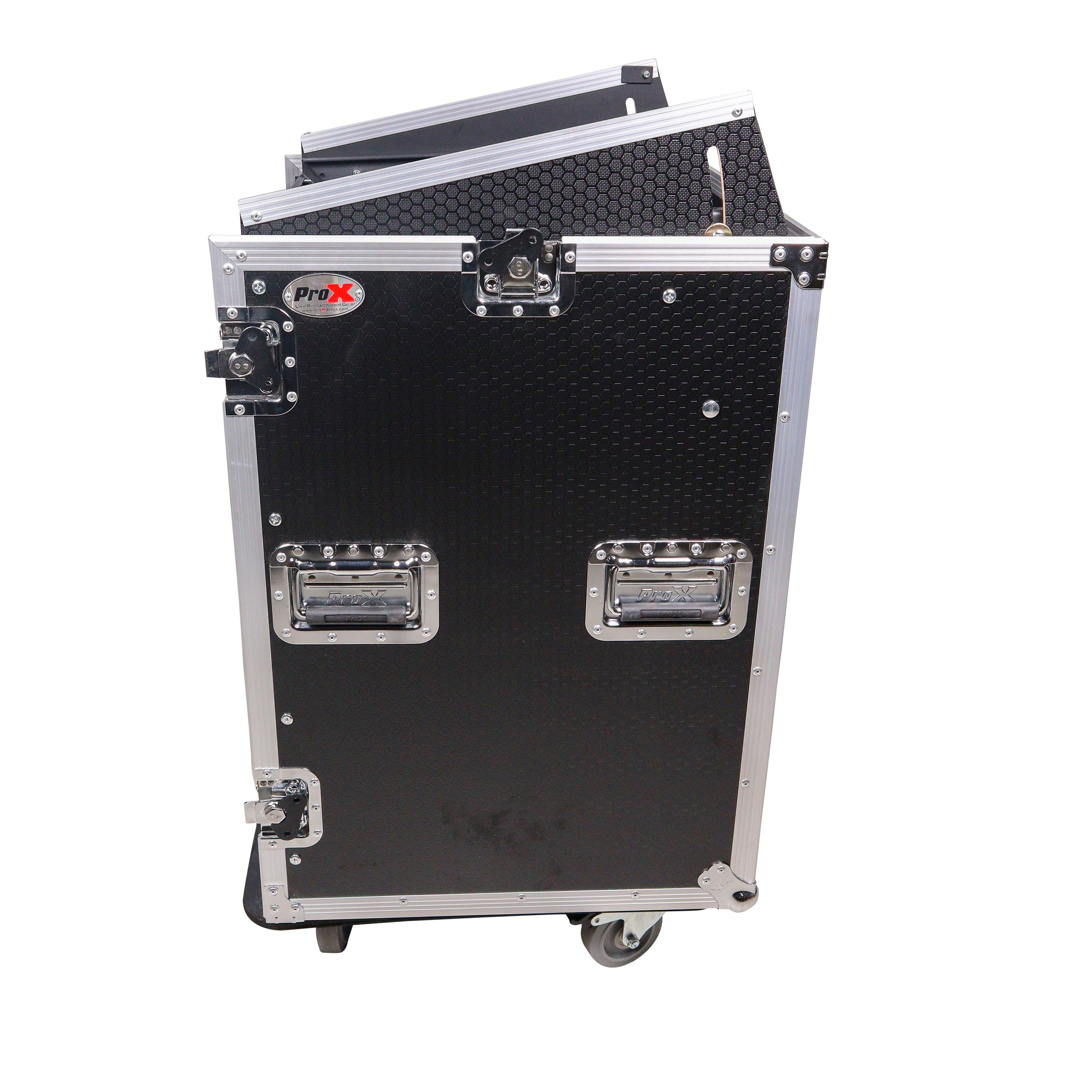 16U Vertical Rack Mount Flight Case with 10U Top for Mixer Combo Amp Rack with Caster Wheels