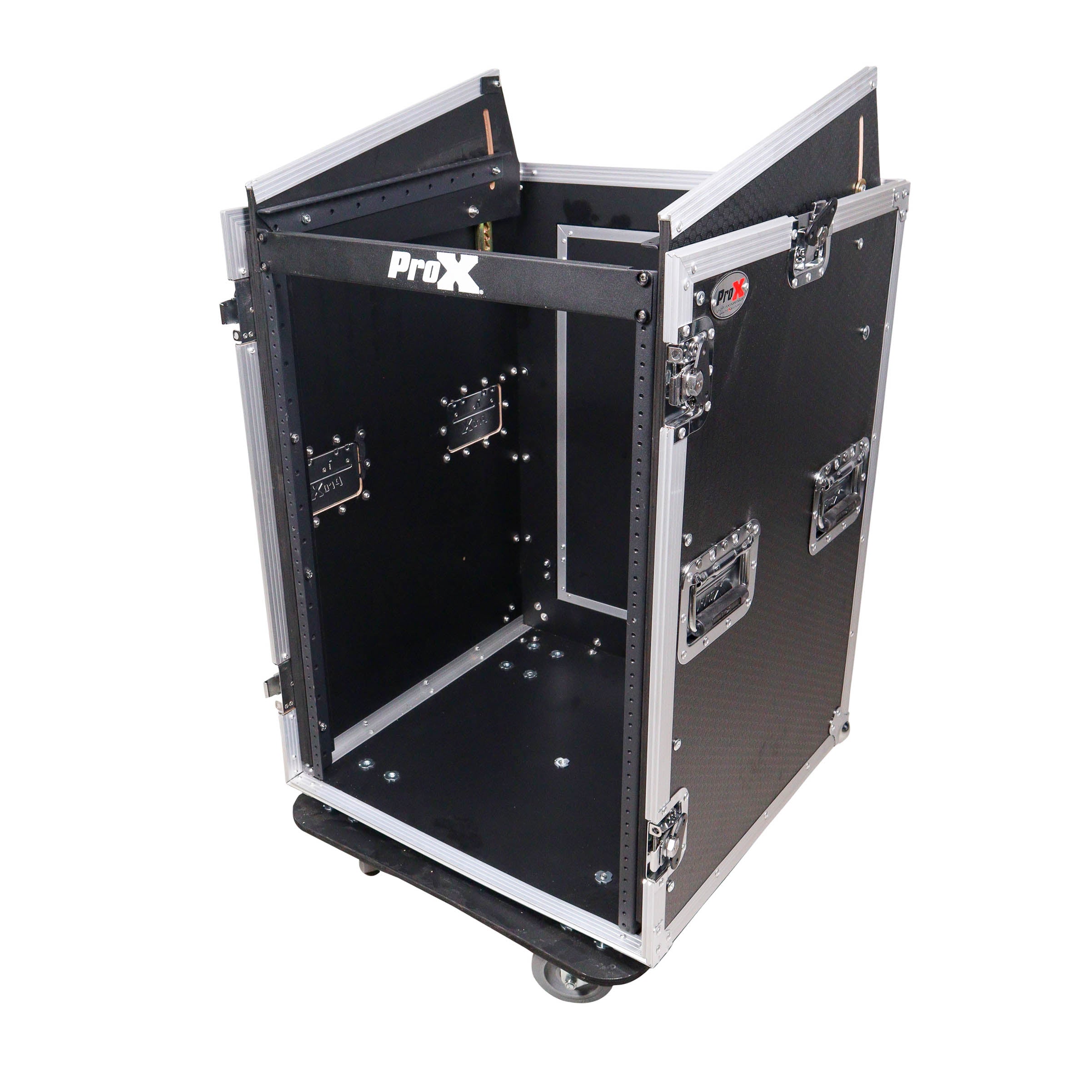 16U Vertical Rack Mount Flight Case with 10U Top for Mixer Combo Amp Rack with Caster Wheels
