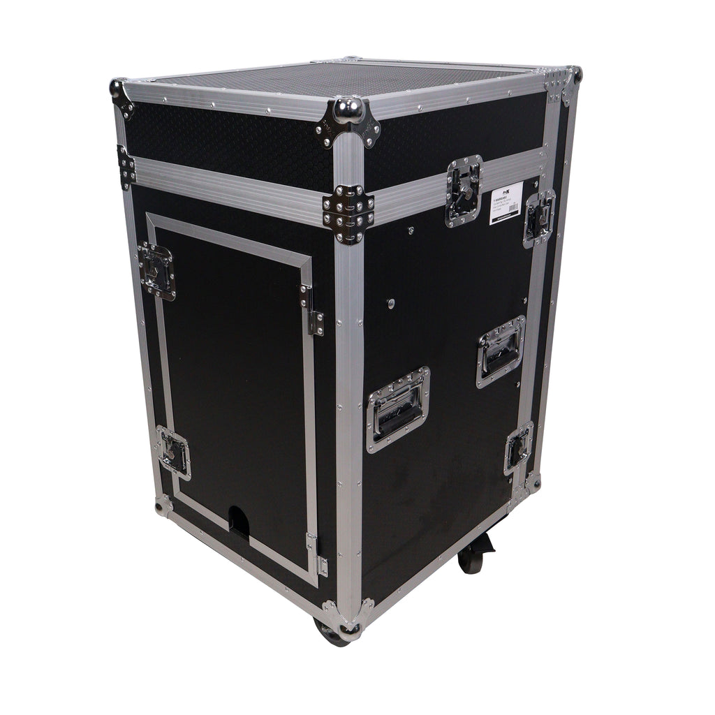 16U Vertical Rack Mount Flight Case with 10U Top for Mixer Combo Amp Rack with Caster Wheels