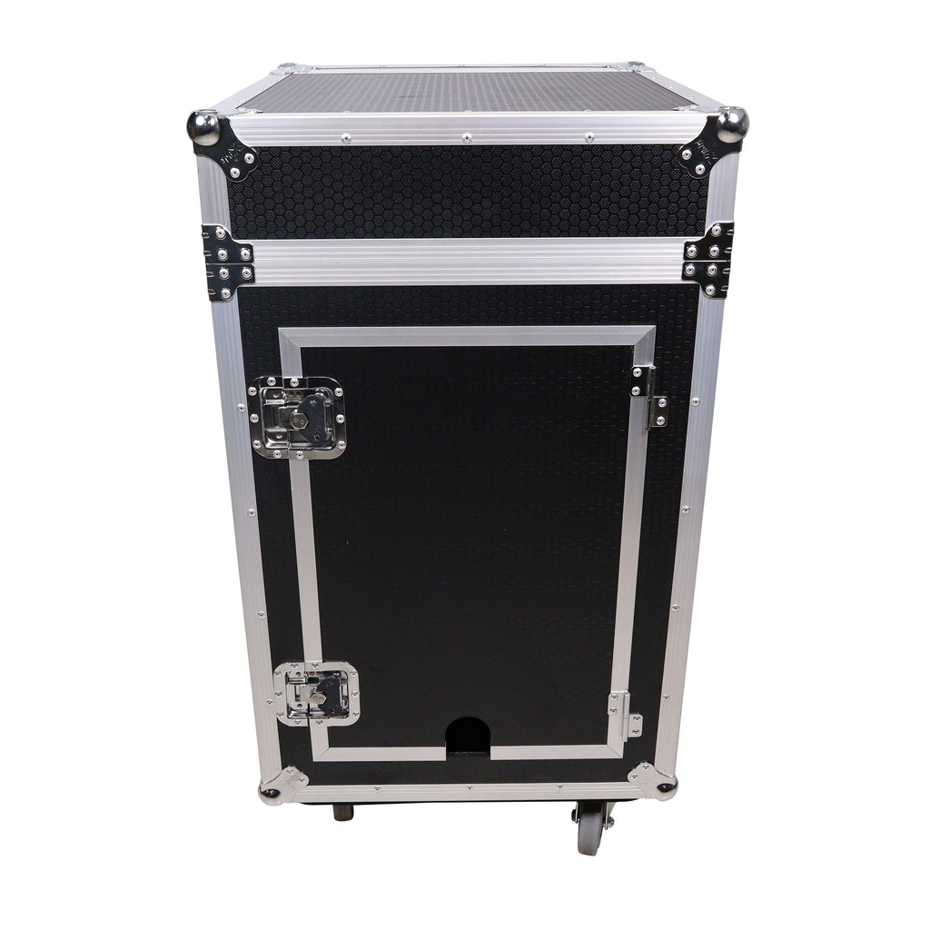 16U Vertical Rack Mount Flight Case with 10U Top for Mixer Combo Amp Rack with Caster Wheels