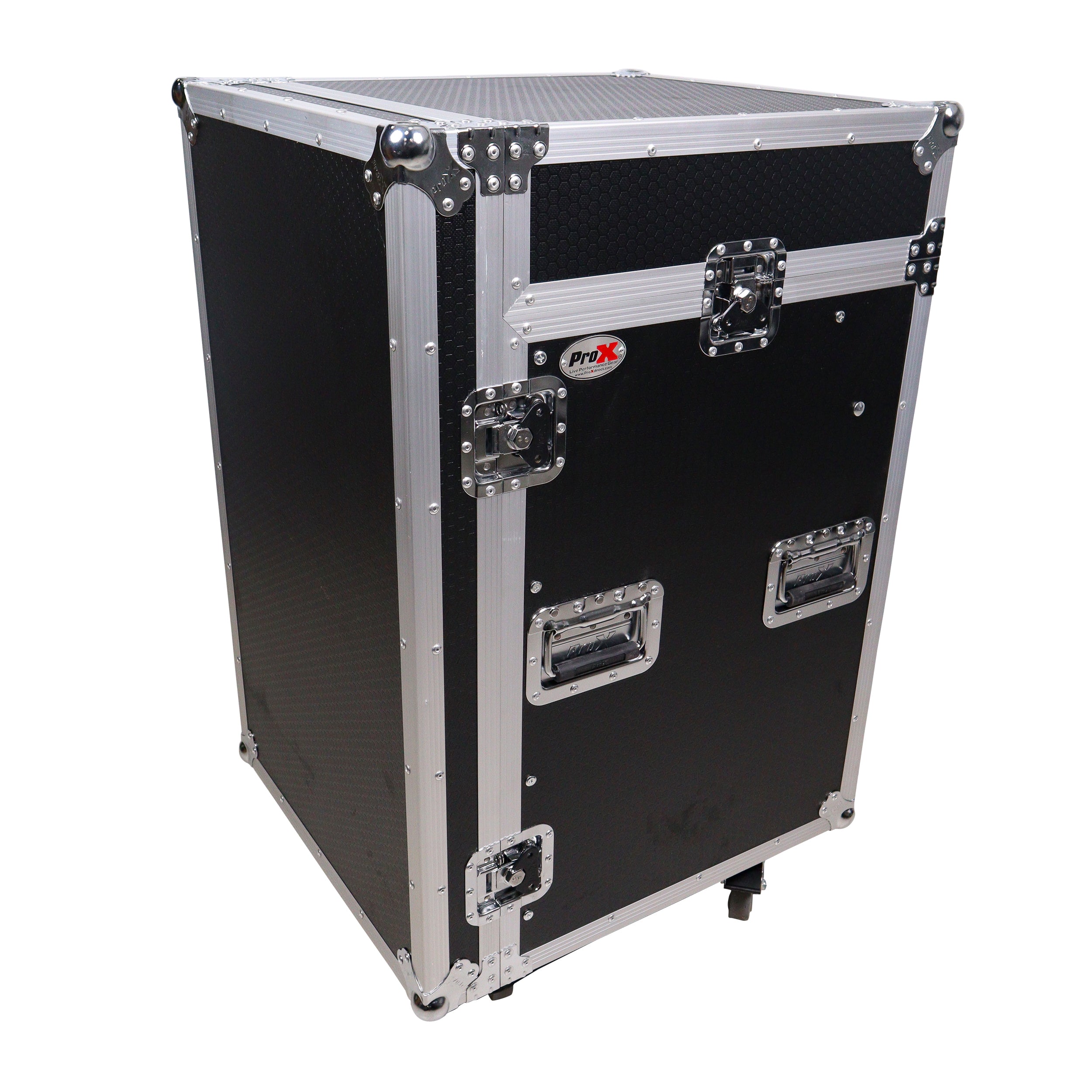 16U Vertical Rack Mount Flight Case with 10U Top for Mixer Combo Amp Rack with Caster Wheels