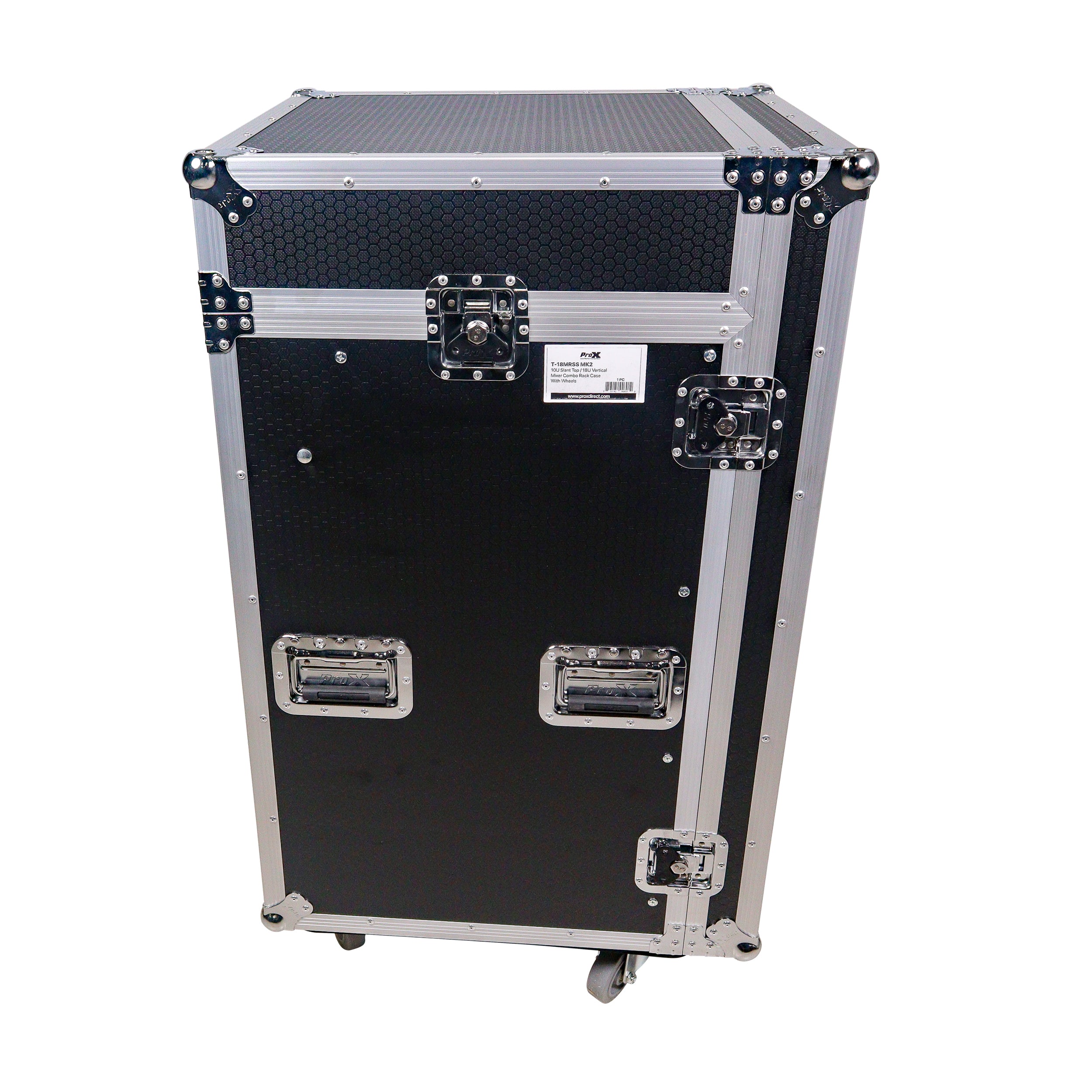 18U Vertical Rack Mount Flight Case with 10U Top for Mixer Combo Amp Rack with Laptop Shelf and Caster Wheels