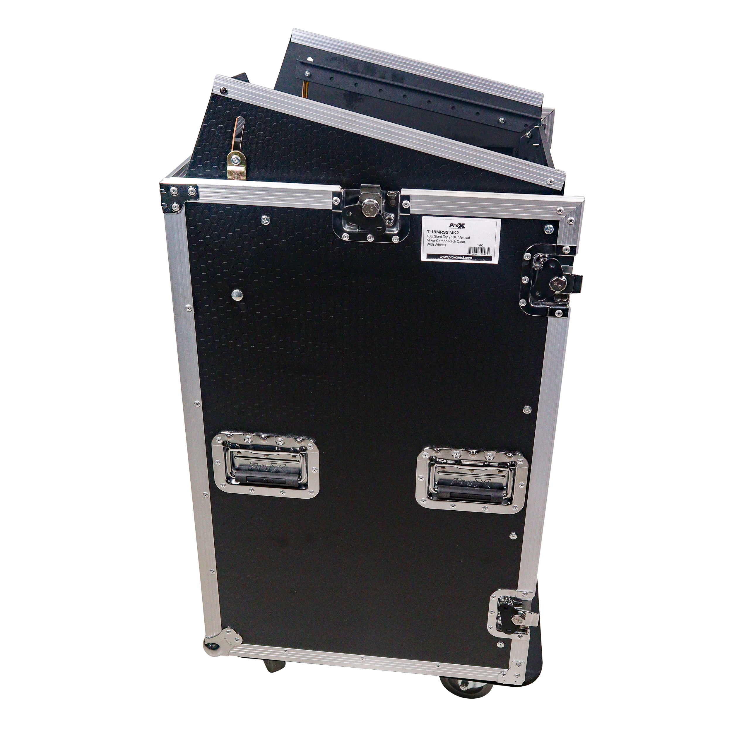 18U Vertical Rack Mount Flight Case with 10U Top for Mixer Combo Amp Rack with Caster Wheels
