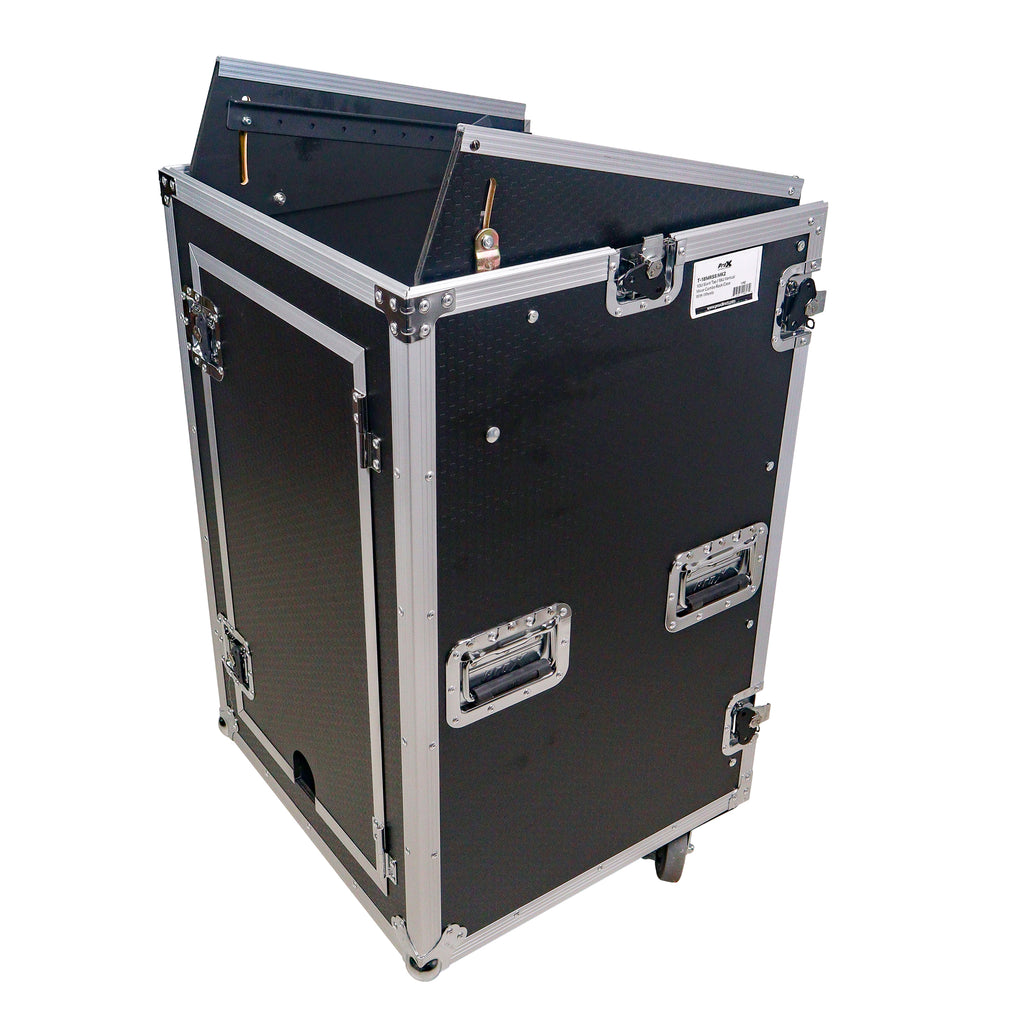 18U Vertical Rack Mount Flight Case with 10U Top for Mixer Combo Amp Rack with Caster Wheels