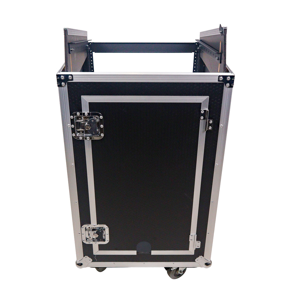 18U Vertical Rack Mount Flight Case with 10U Top for Mixer Combo Amp Rack with Caster Wheels
