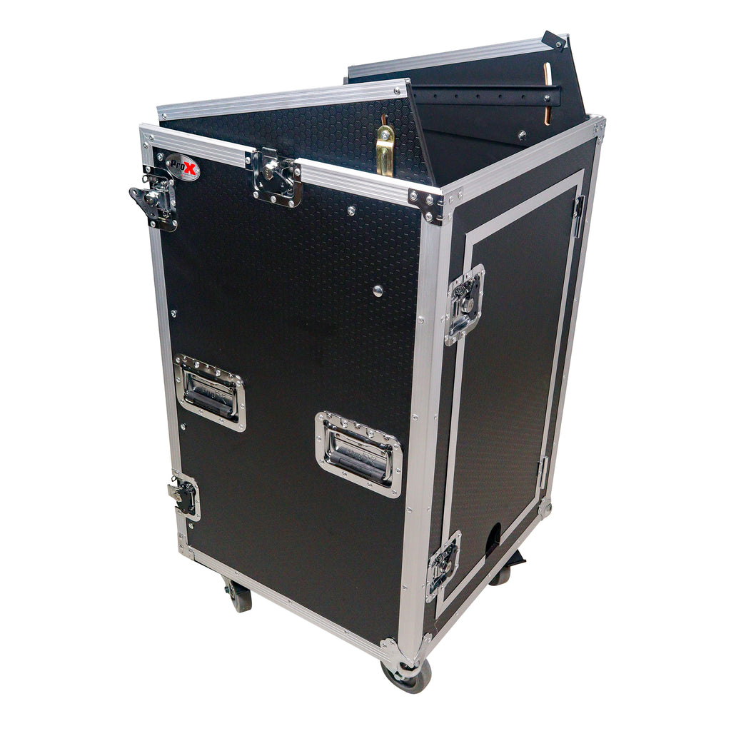 18U Vertical Rack Mount Flight Case with 10U Top for Mixer Combo Amp Rack with Caster Wheels